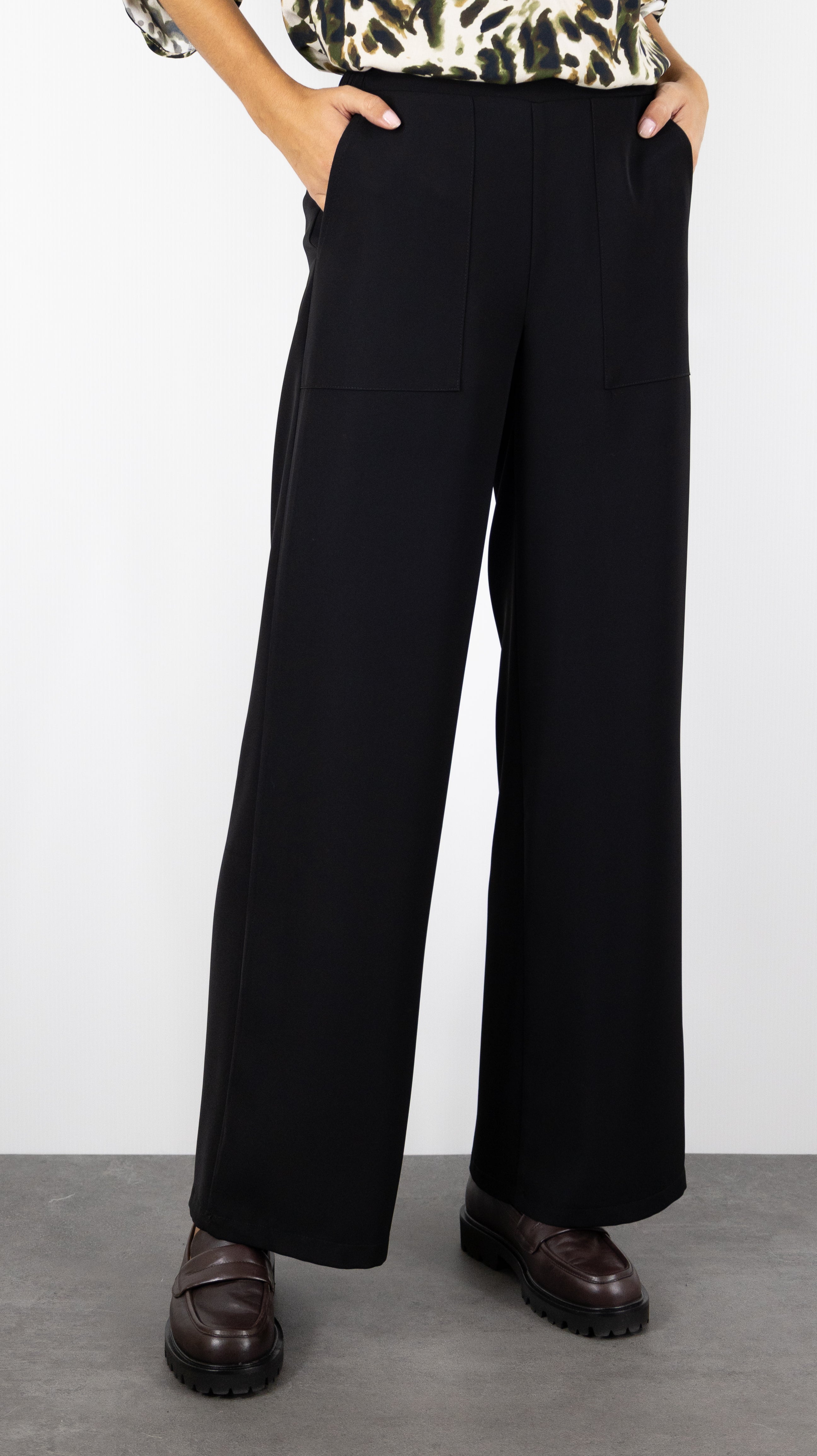 PANTALON SOUPLE TAILLE DOS ELASTIQUE JAMBES LARGES EMA BLUE'S TYMO#COLOR_NOIR