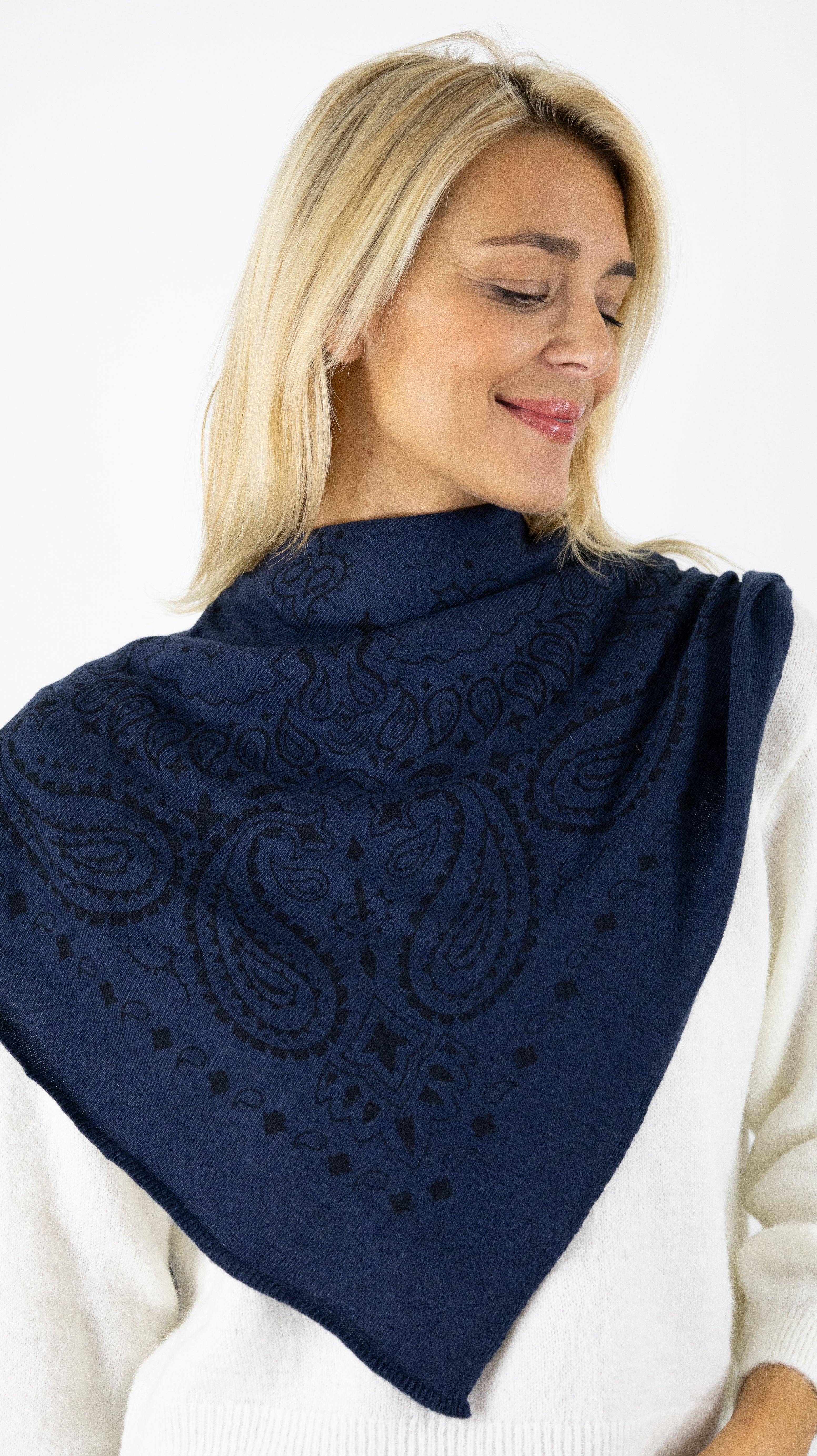 FOULARD IMPRIME BANDANA ADORE ELIA#COLOR_MINUIT/MARINE