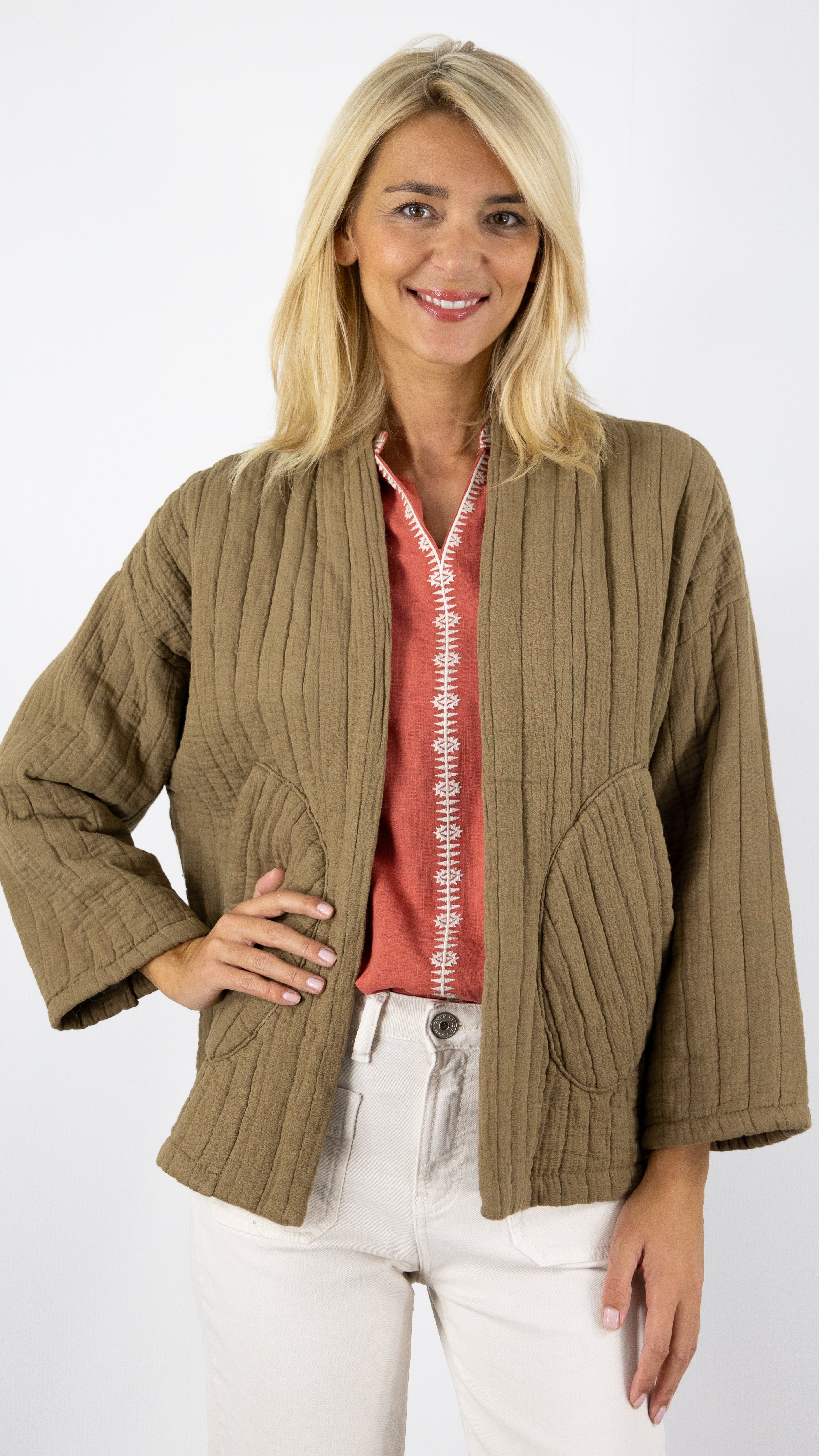 VESTE MATELASSEE KIMONO WHY NOT 468 CAMEL