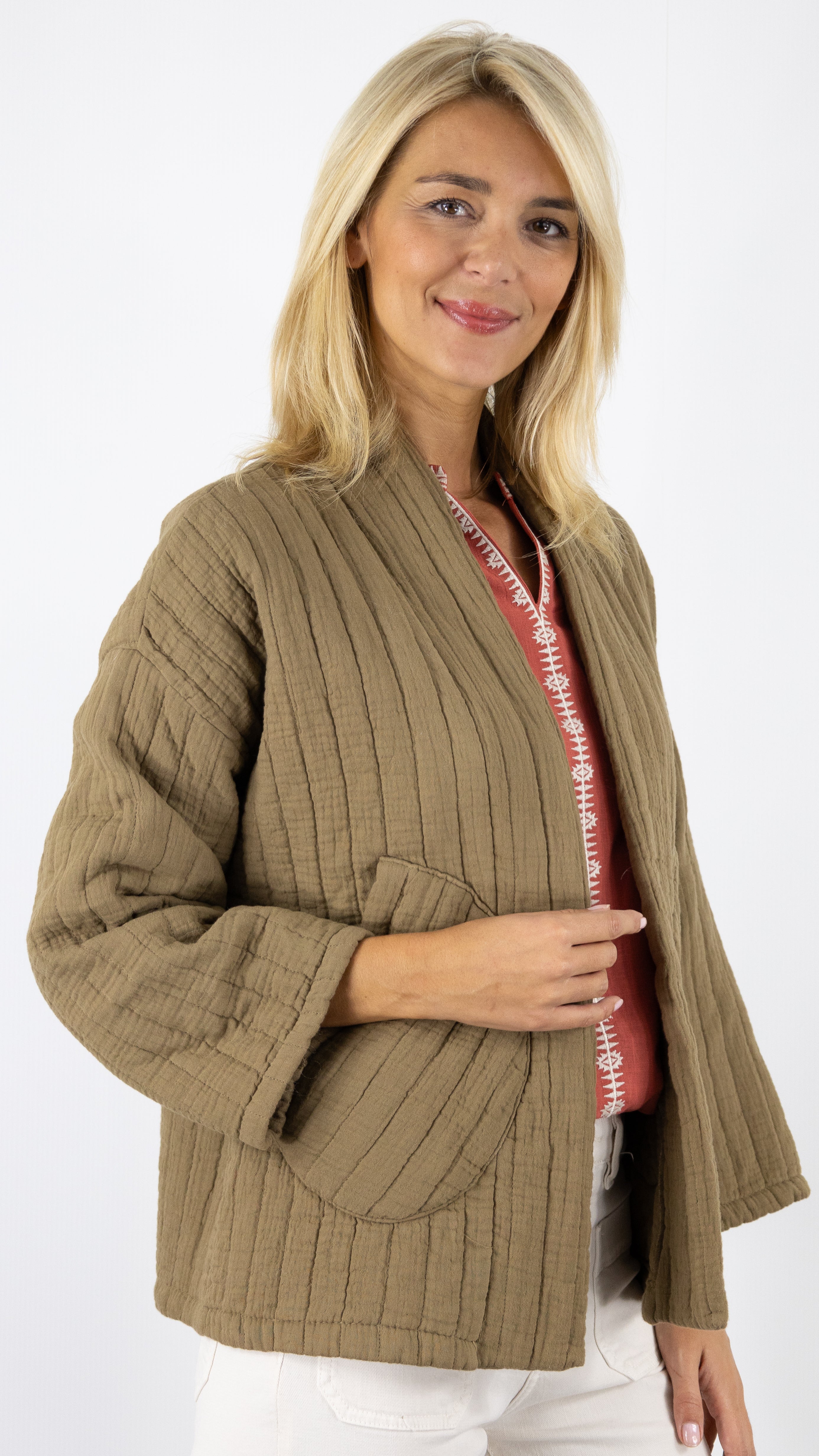 VESTE MATELASSEE KIMONO WHY NOT 468 CAMEL