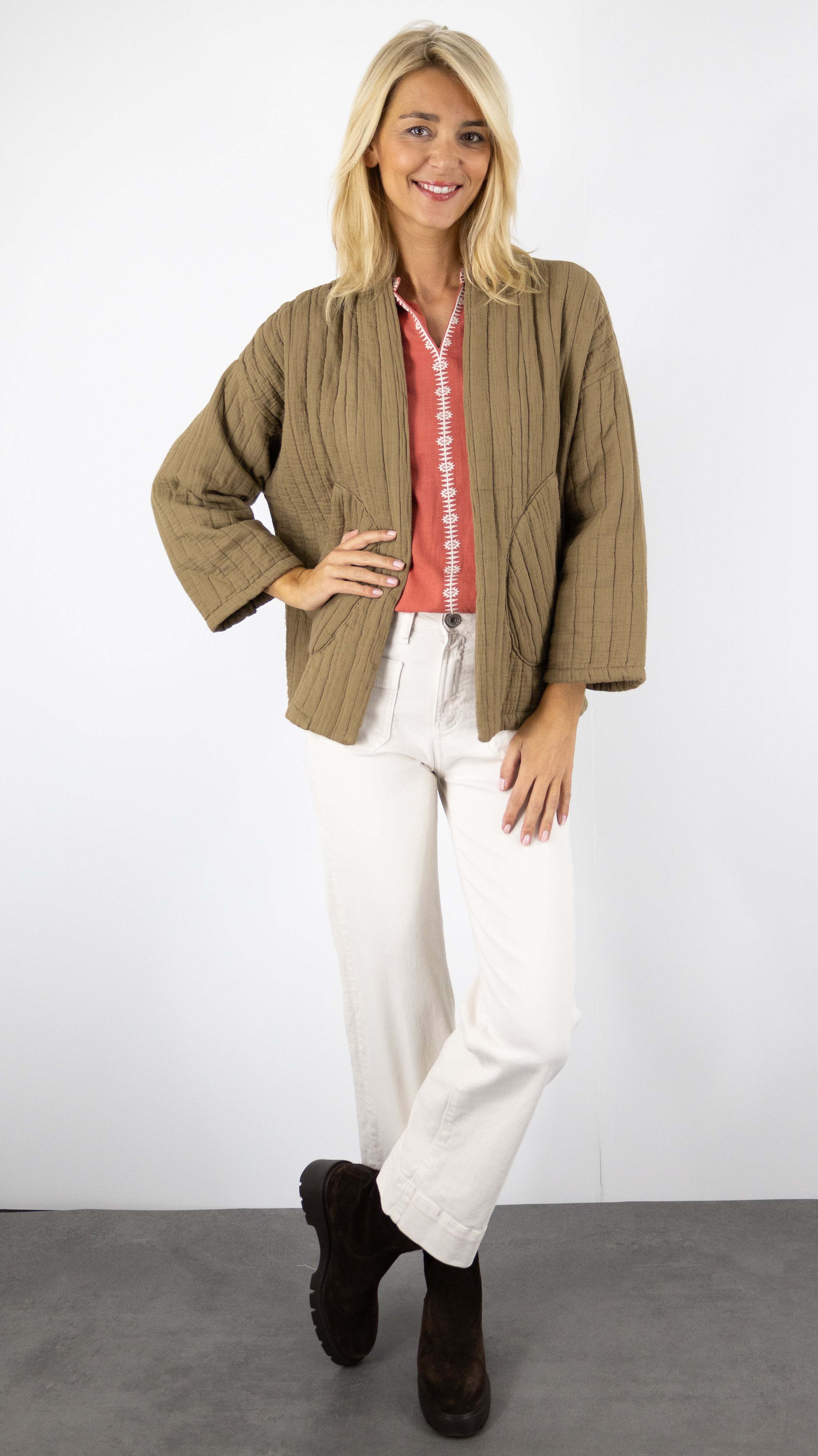 VESTE MATELASSEE KIMONO WHY NOT 468 CAMEL