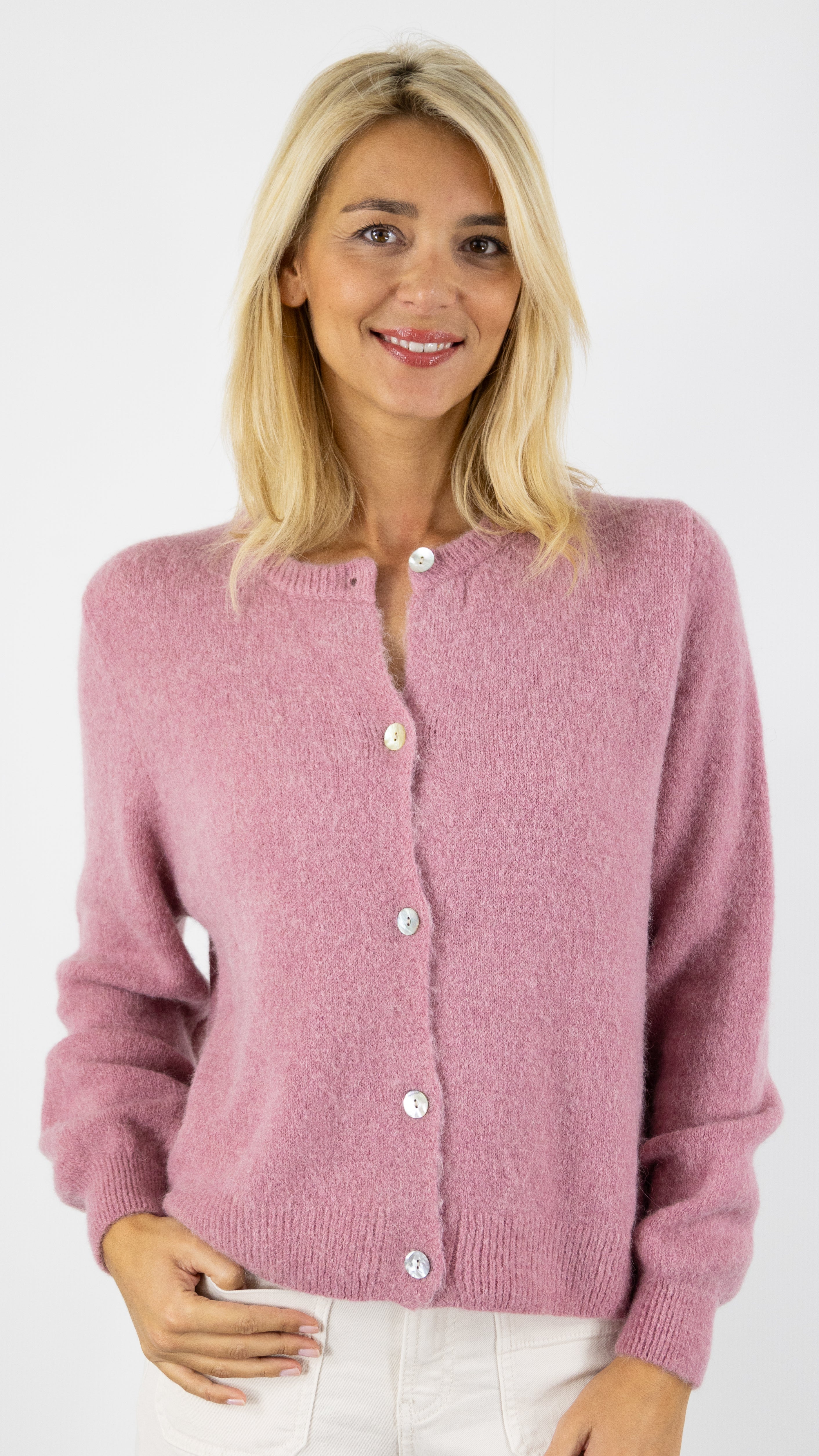 CARDIGAN EN ALPAGA NAIS 7517#COLOR_VIEUX ROSE