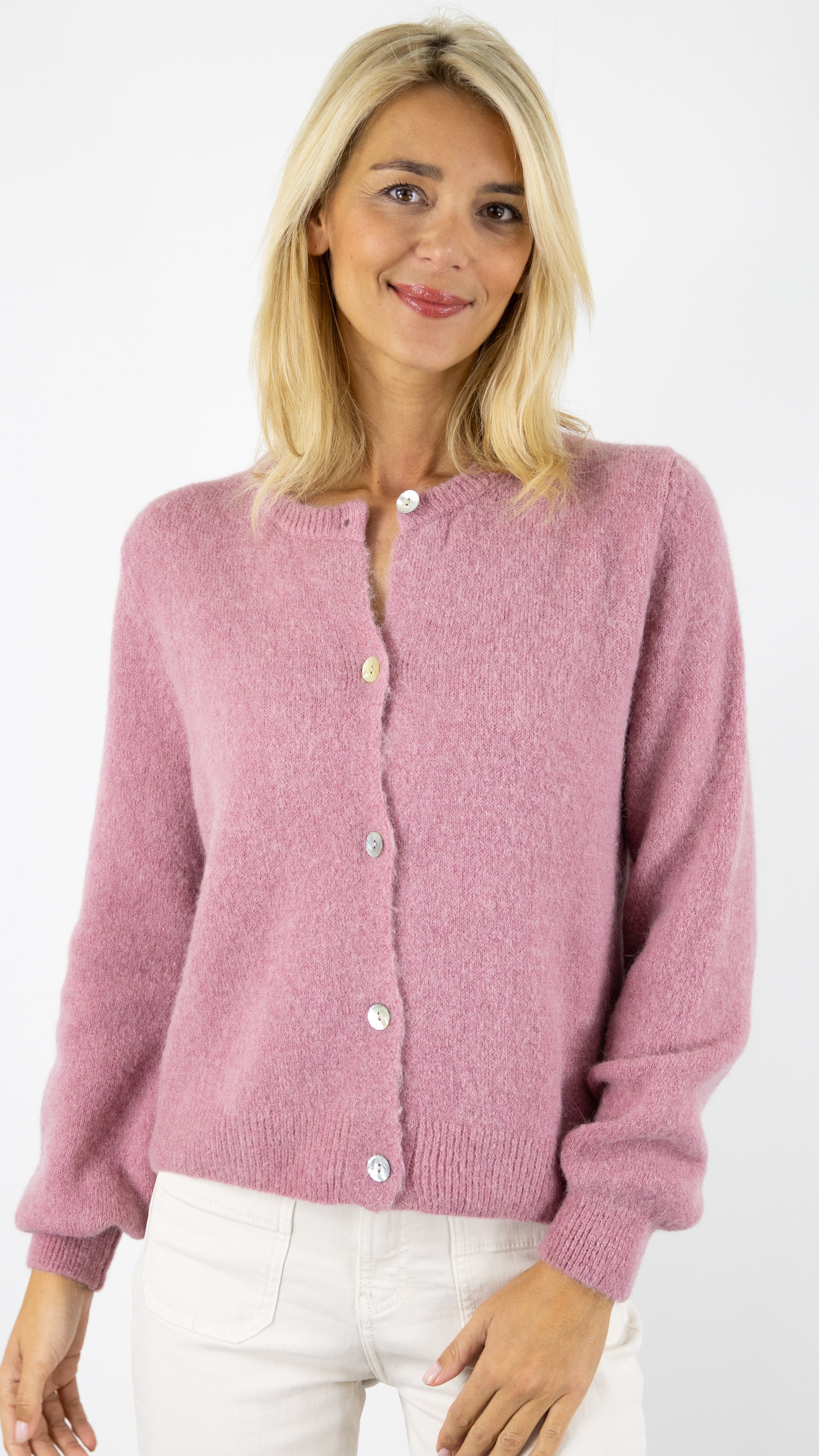 CARDIGAN EN ALPAGA NAIS 7517#COLOR_VIEUX ROSE