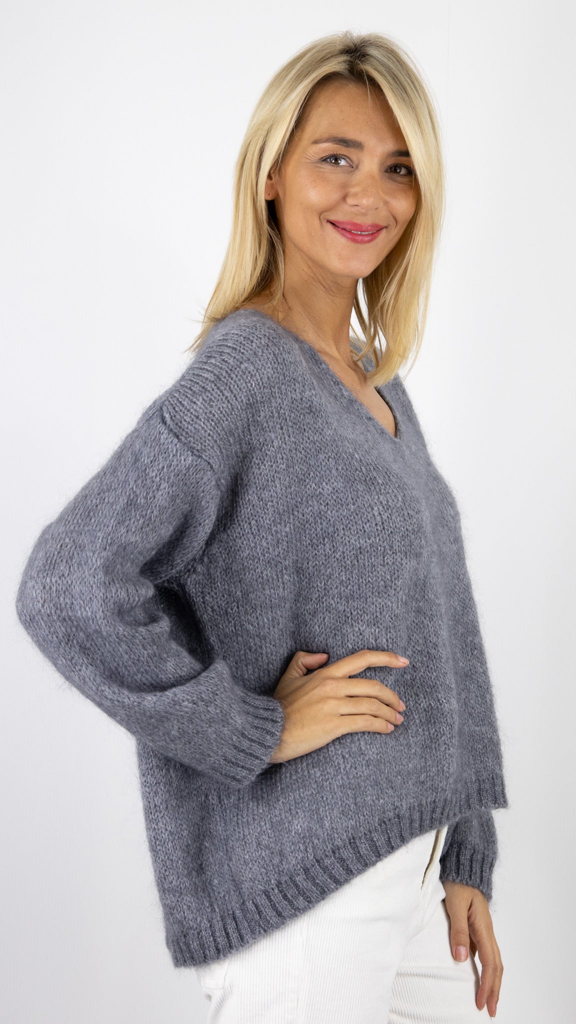 PULL V OVERSIZE MARIE ILE DE RÉ AUDREY GRIS