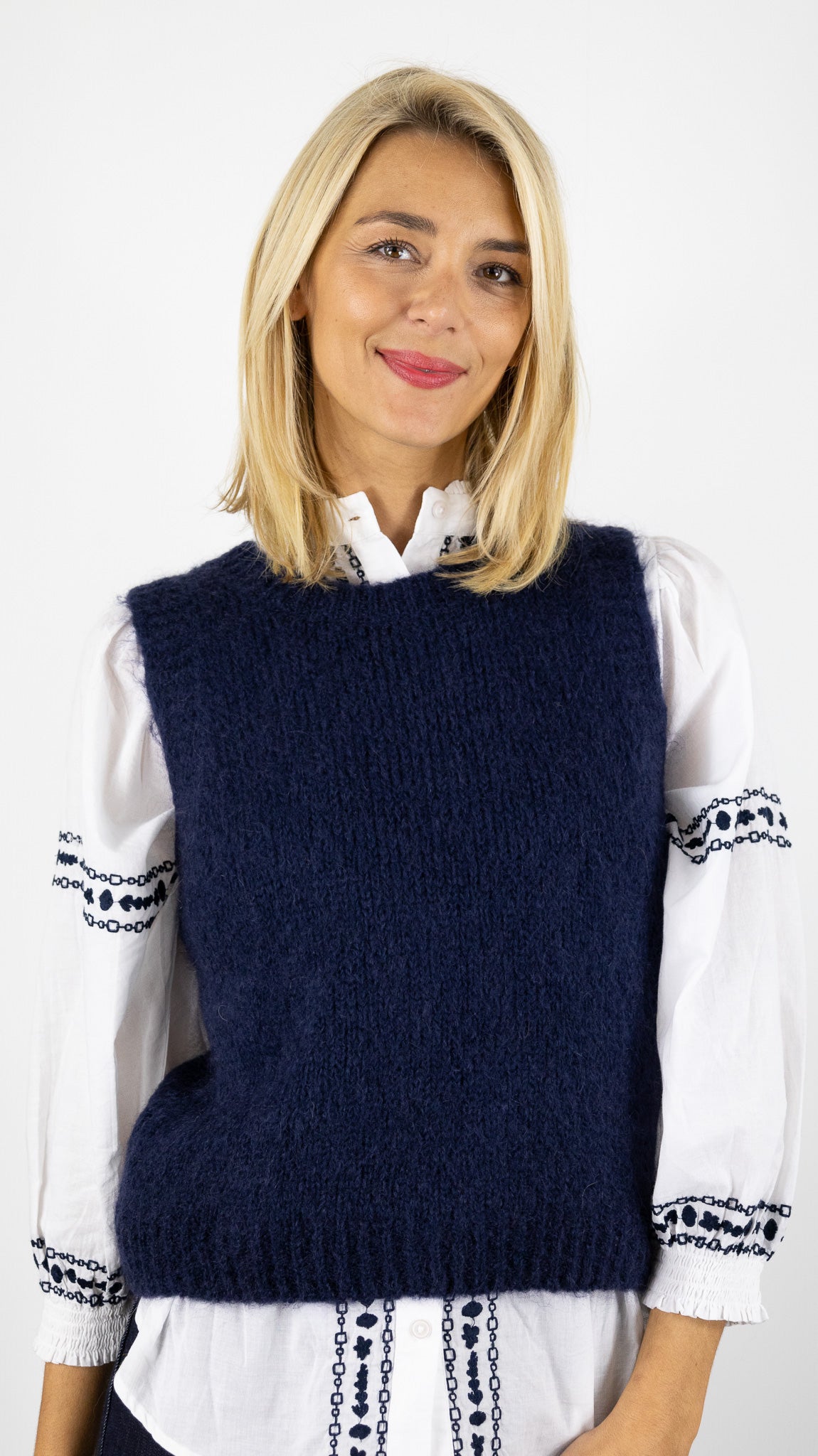 PULL SANS MANCHES COL ROND MARIE ILE DE RE ROSIE#COLOR_MARINE