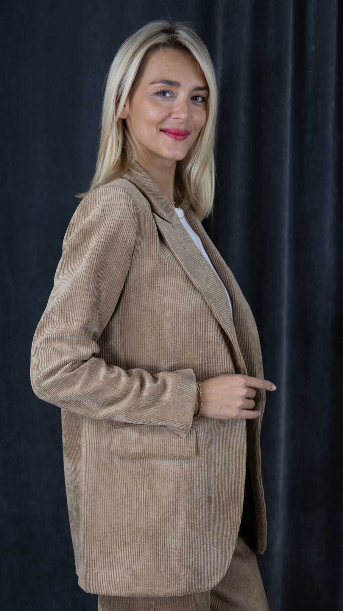 VESTE TAILLEUR EN VELOURS COTELE IMPERIAL JQ25IVL CAMEL