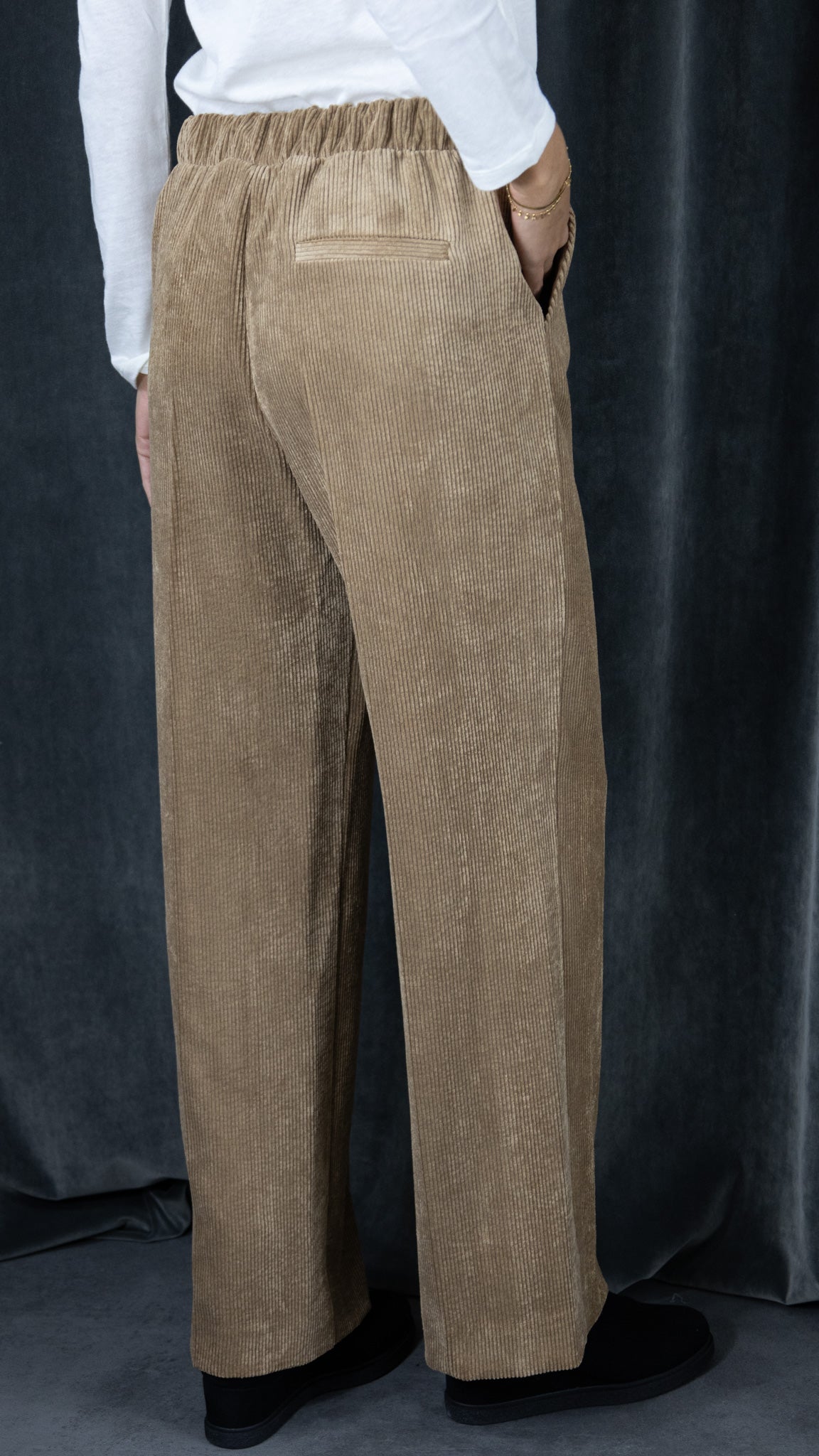 PANTALON EN VELOURS COTELE TAILLE DOS ELASTIQUE CAMEL IMPERIAL P4L0IVL