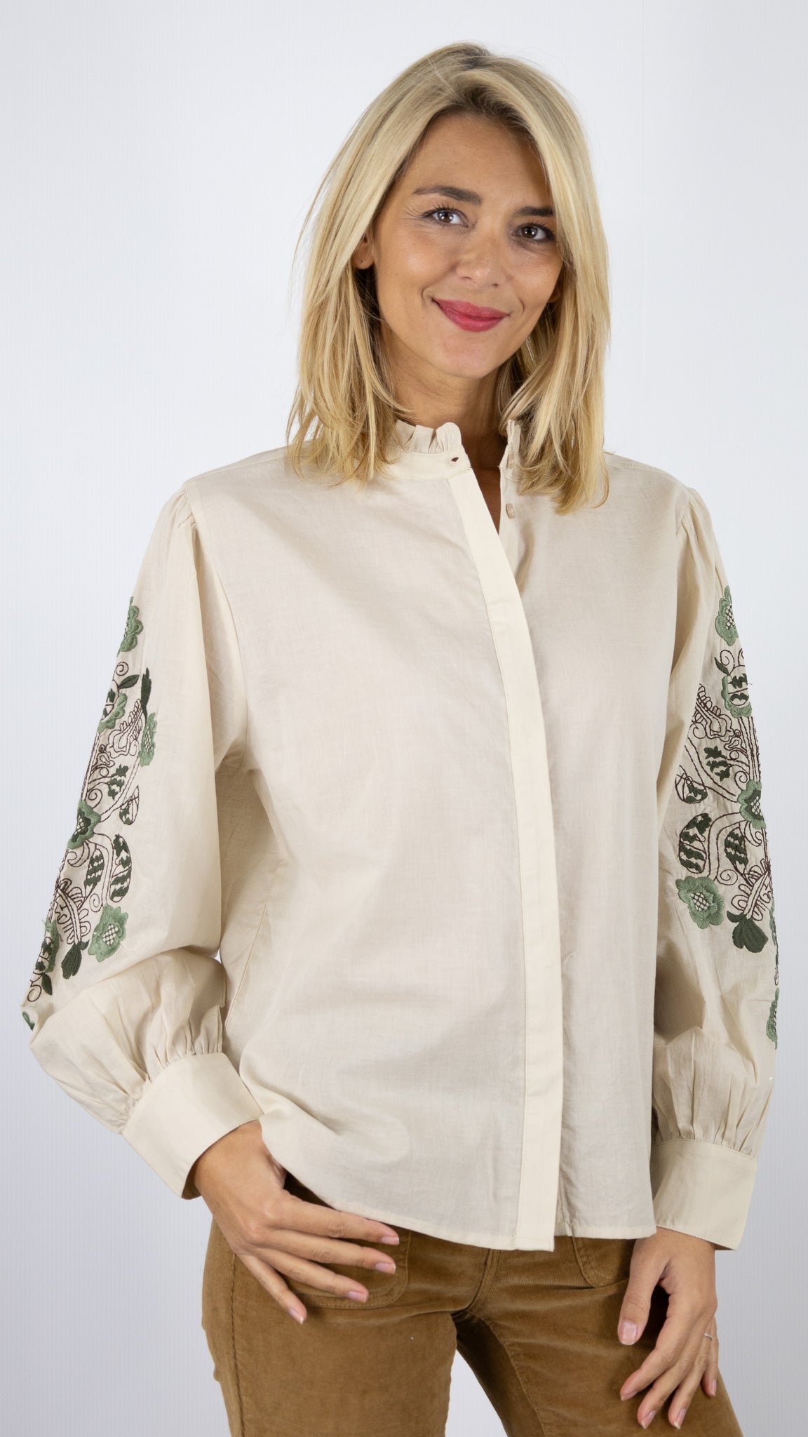 BLOUSE CO MONTANT BRODERIE LUKAP L1096 BEIGE