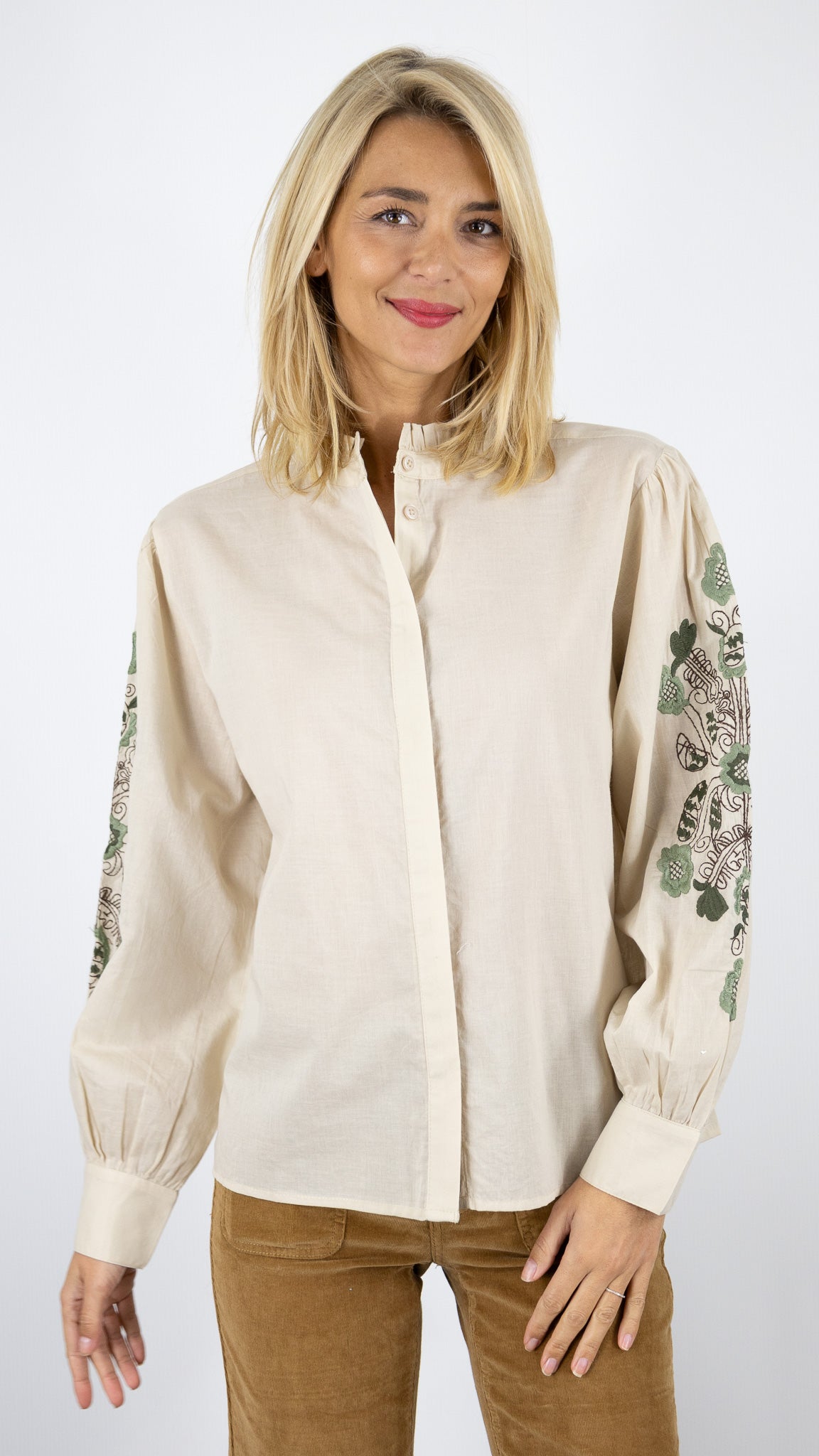 BLOUSE CO MONTANT BRODERIE LUKAP L1096 BEIGE