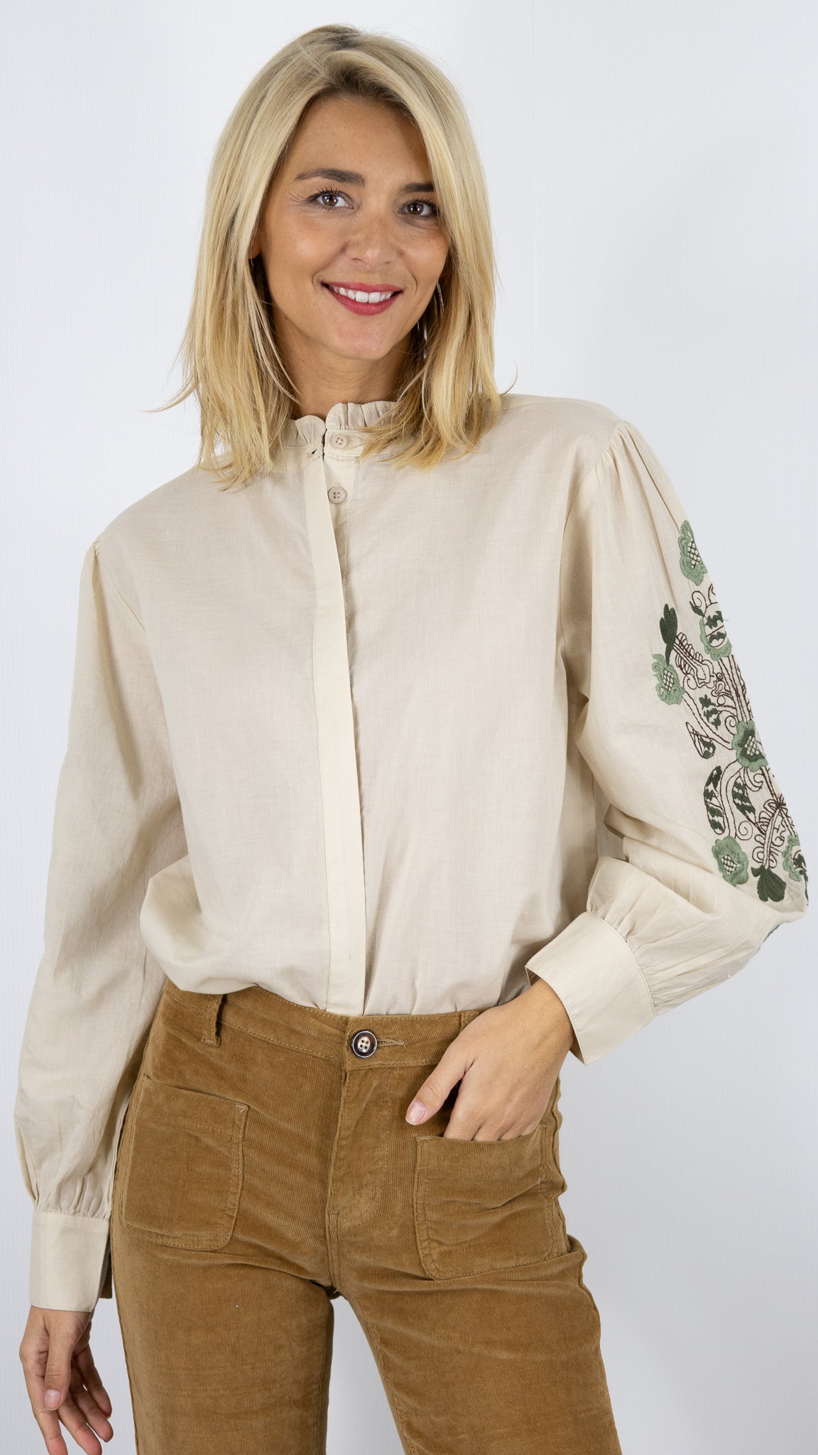 BLOUSE CO MONTANT BRODERIE LUKAP L1096 BEIGE