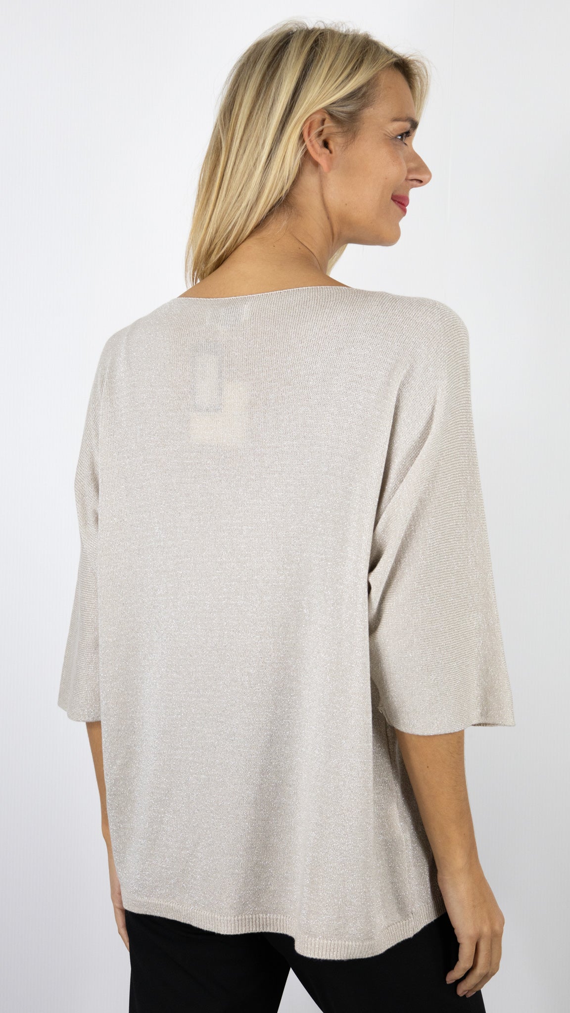 PULL V OVERSIZE LAME ATELIER DE MILA 21130#COLOR_BEIGE