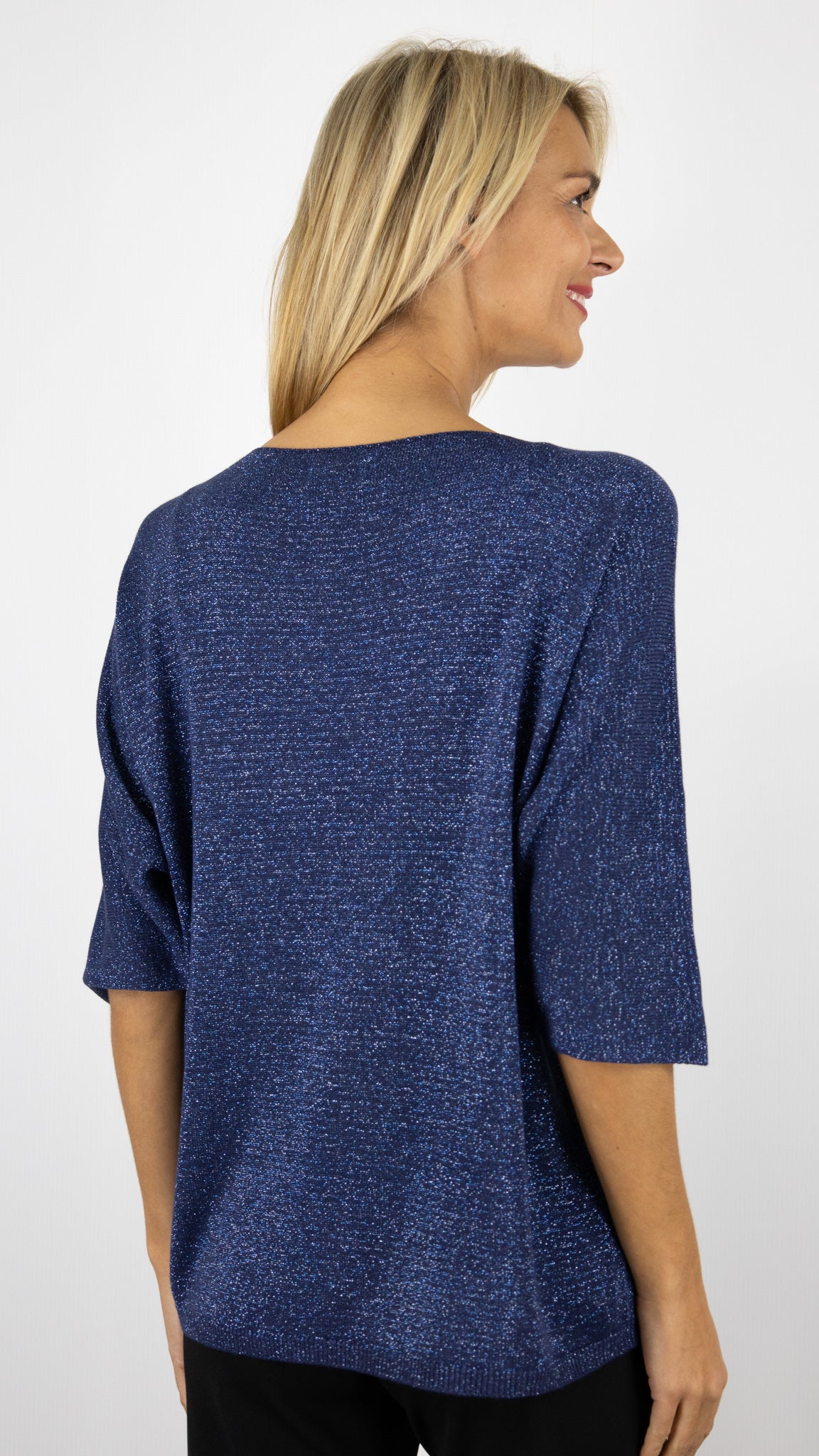 PULL V OVERSIZE LAME ATELIER DE MILA 21130#COLOR_MARINE