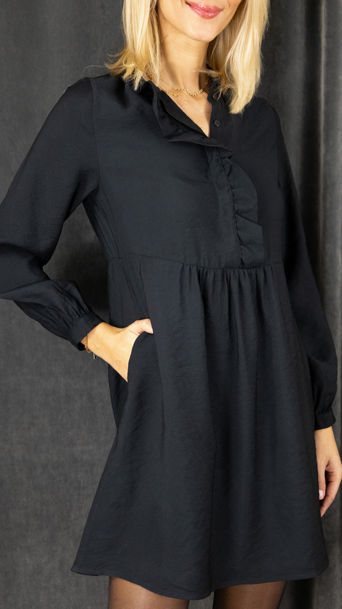 ROBE PATINEUSE VOLANTEE NOIRE  AN'GE MADOLINA