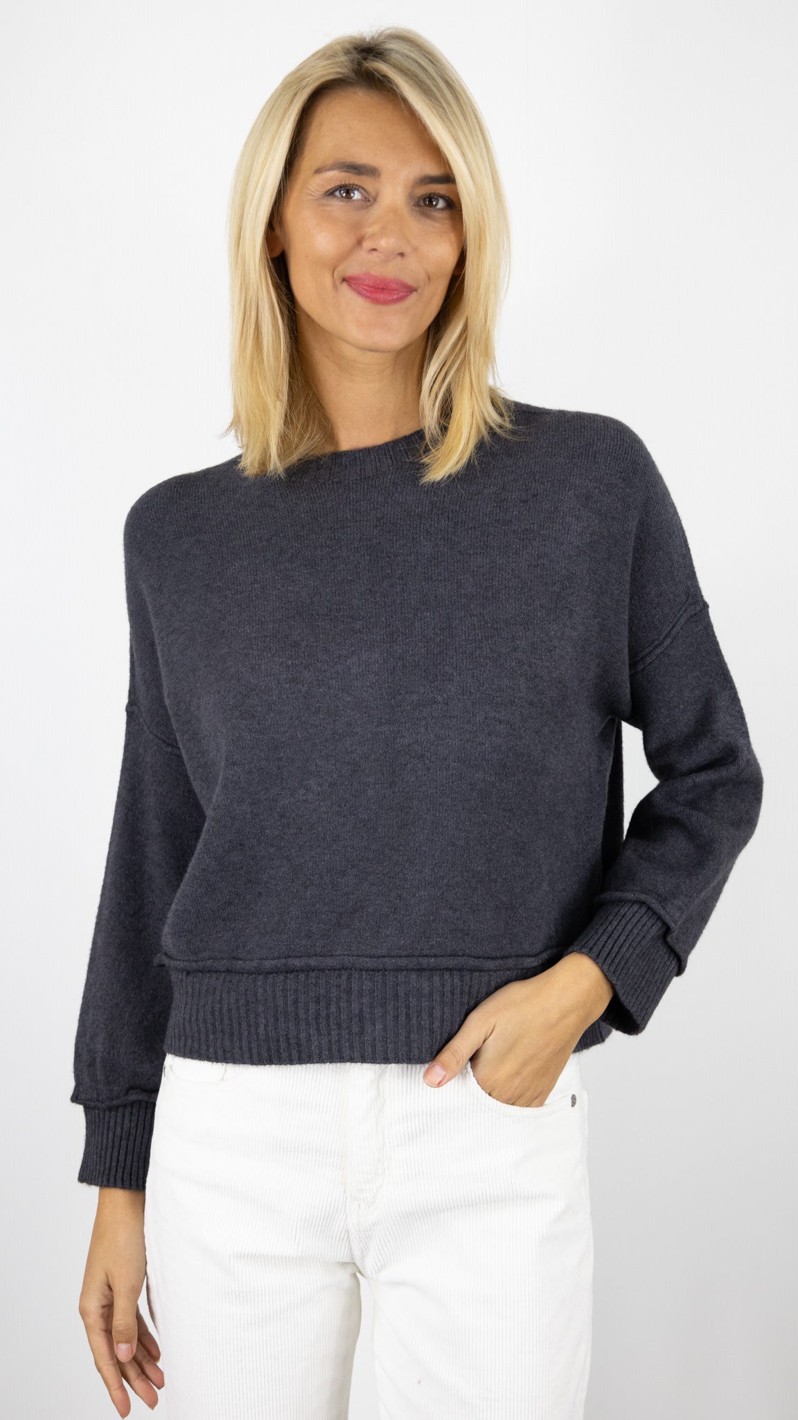 PULL COURT COL ROND BORS ROULETTES ALEXANDRE LAURENT A8978#COLOR_ANTRA