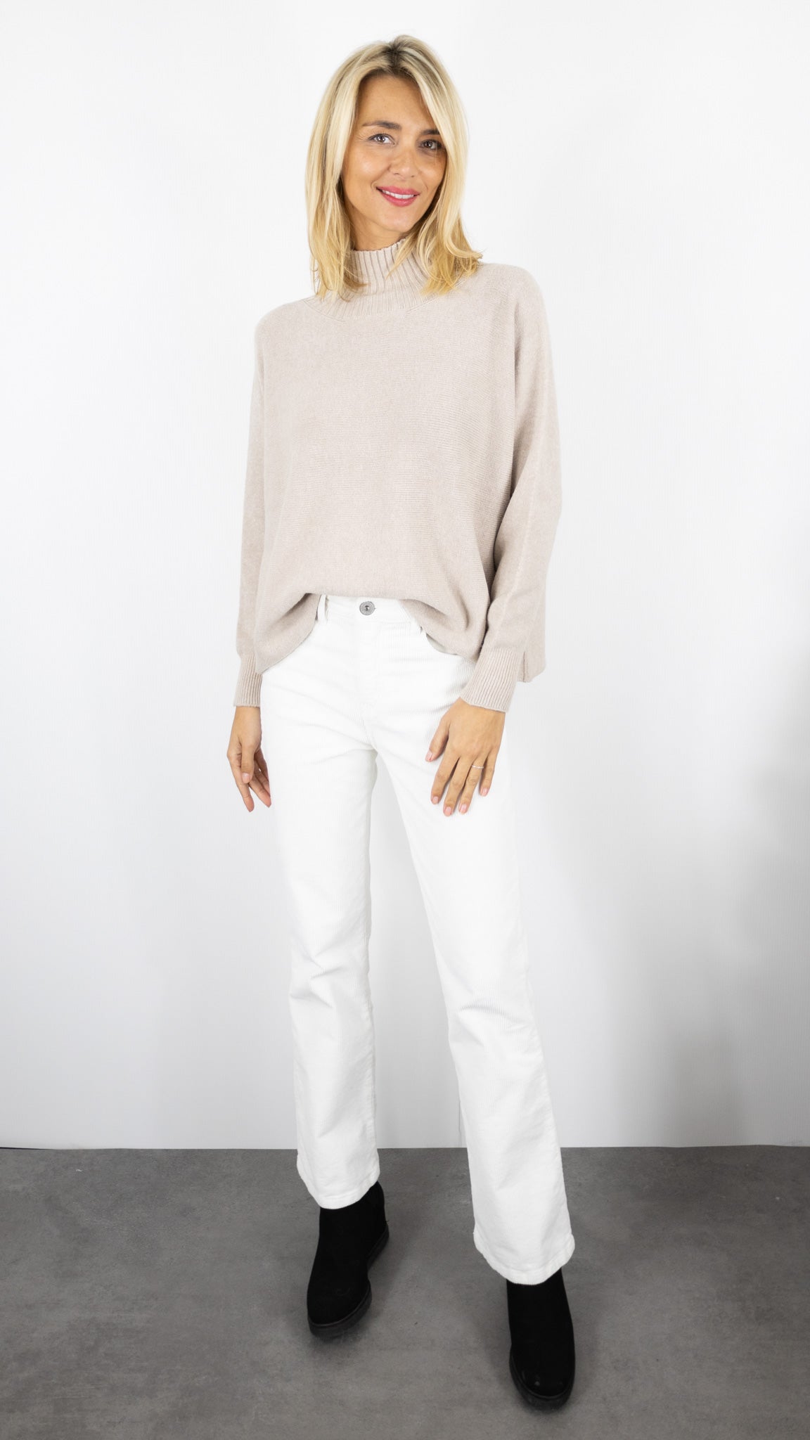 PULL COL MONTANT OVERSIZE ALEXANDRE LAURENT C8786#COLOR_BEIGE FONCE