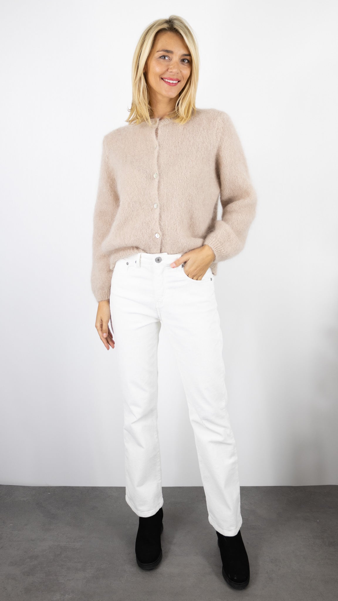 CARDIGAN MOUSSEUX EN MOHAIR ALEXANDRE LAURENT C8503 BEIGE