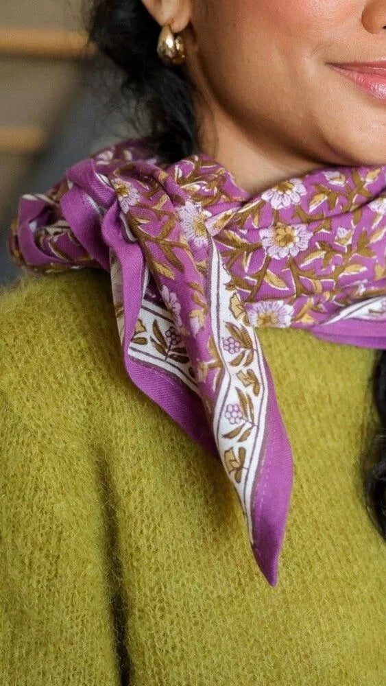 FOULARD IMPRIME EN COTON BËLLEMME SCARLETT PURPLE