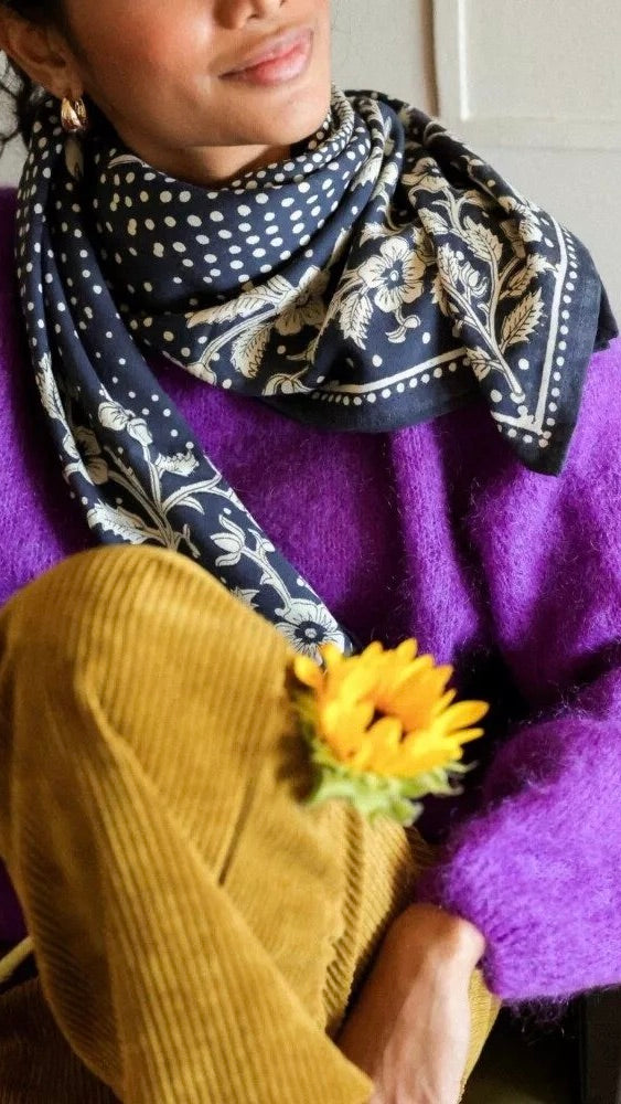 FOULARD IMPRIMÉ EN COTON BËLLEMME HINDI#COLOR_BANDANA ENCRE