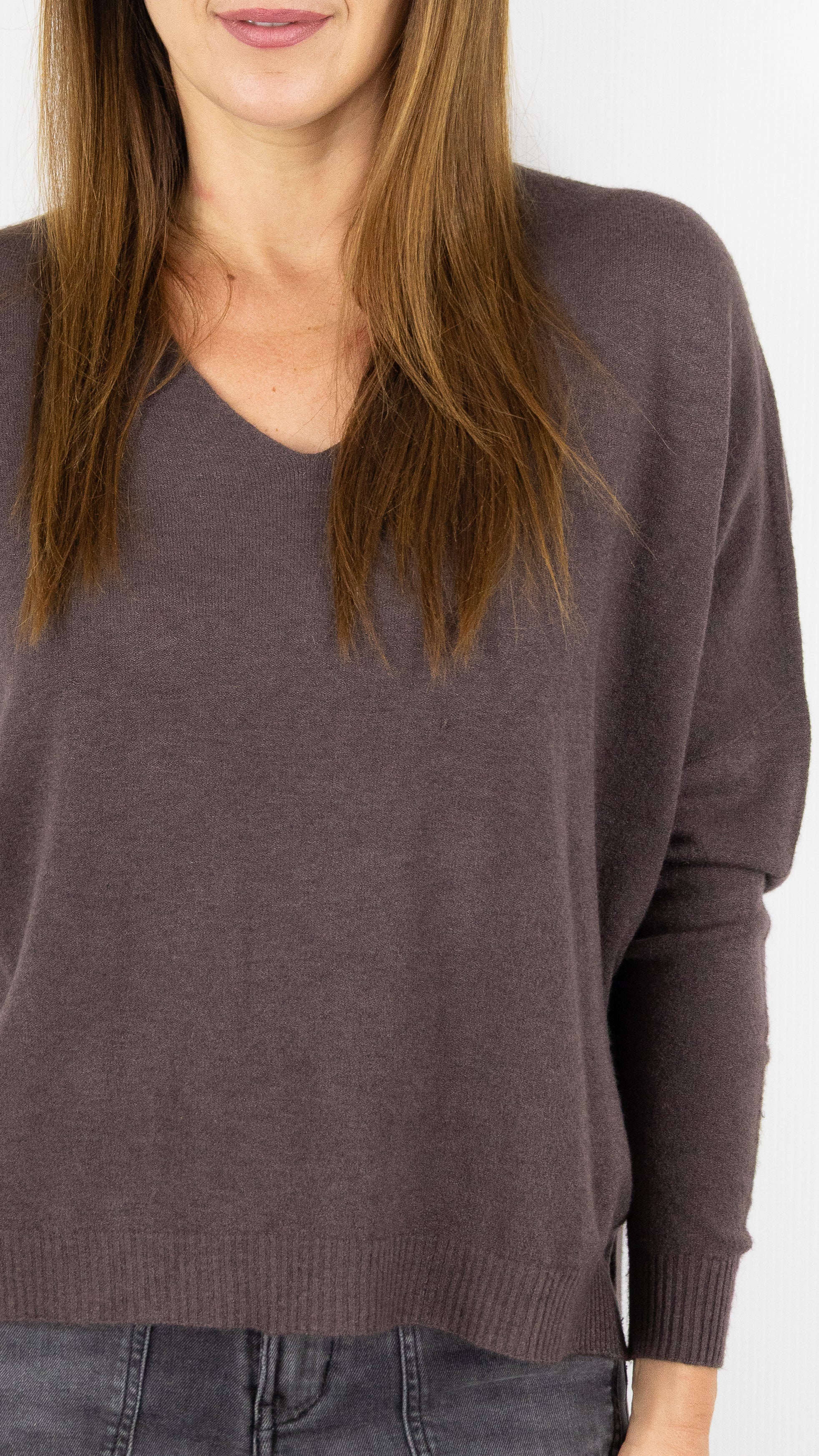 PULL OVERSIZE PONCHO COL V  ALEXANDRE LAURENT C8778#COLOR_FRENCH/CHOCO