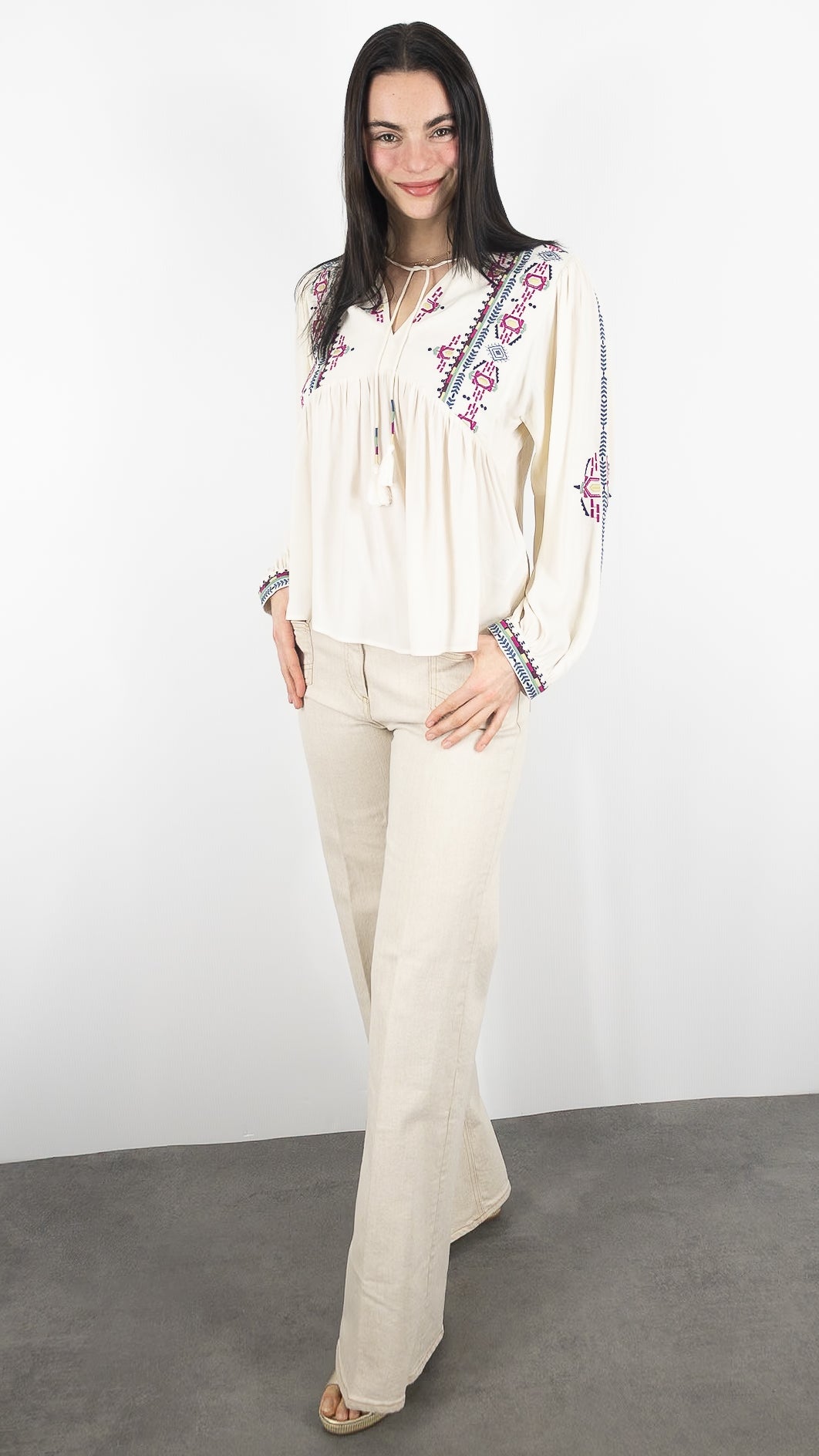 BLOUSE AMPLE BRODEE BA&SH TILT#COLOR_ECRU