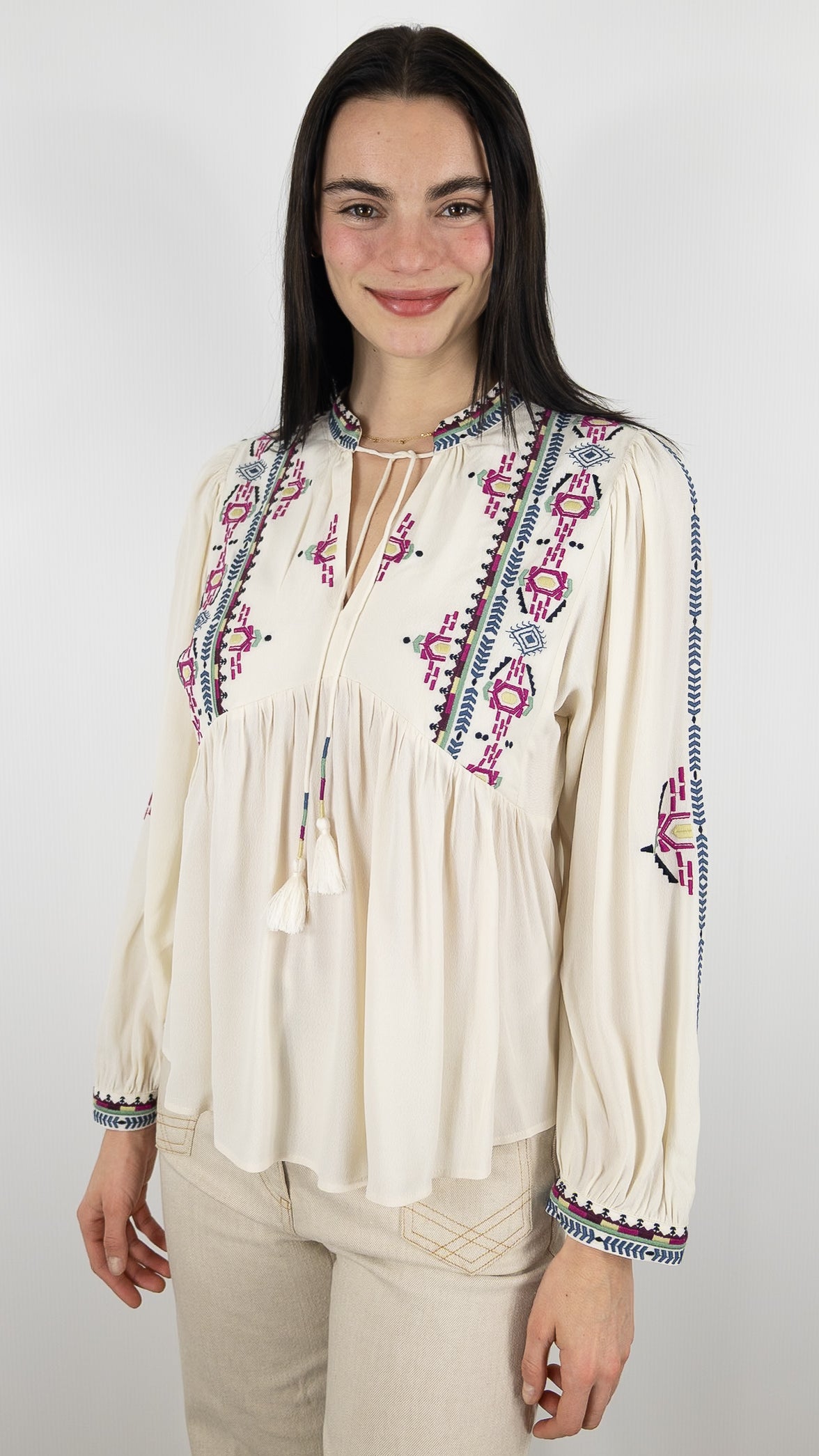 BLOUSE AMPLE BRODEE BA&SH TILT#COLOR_ECRU