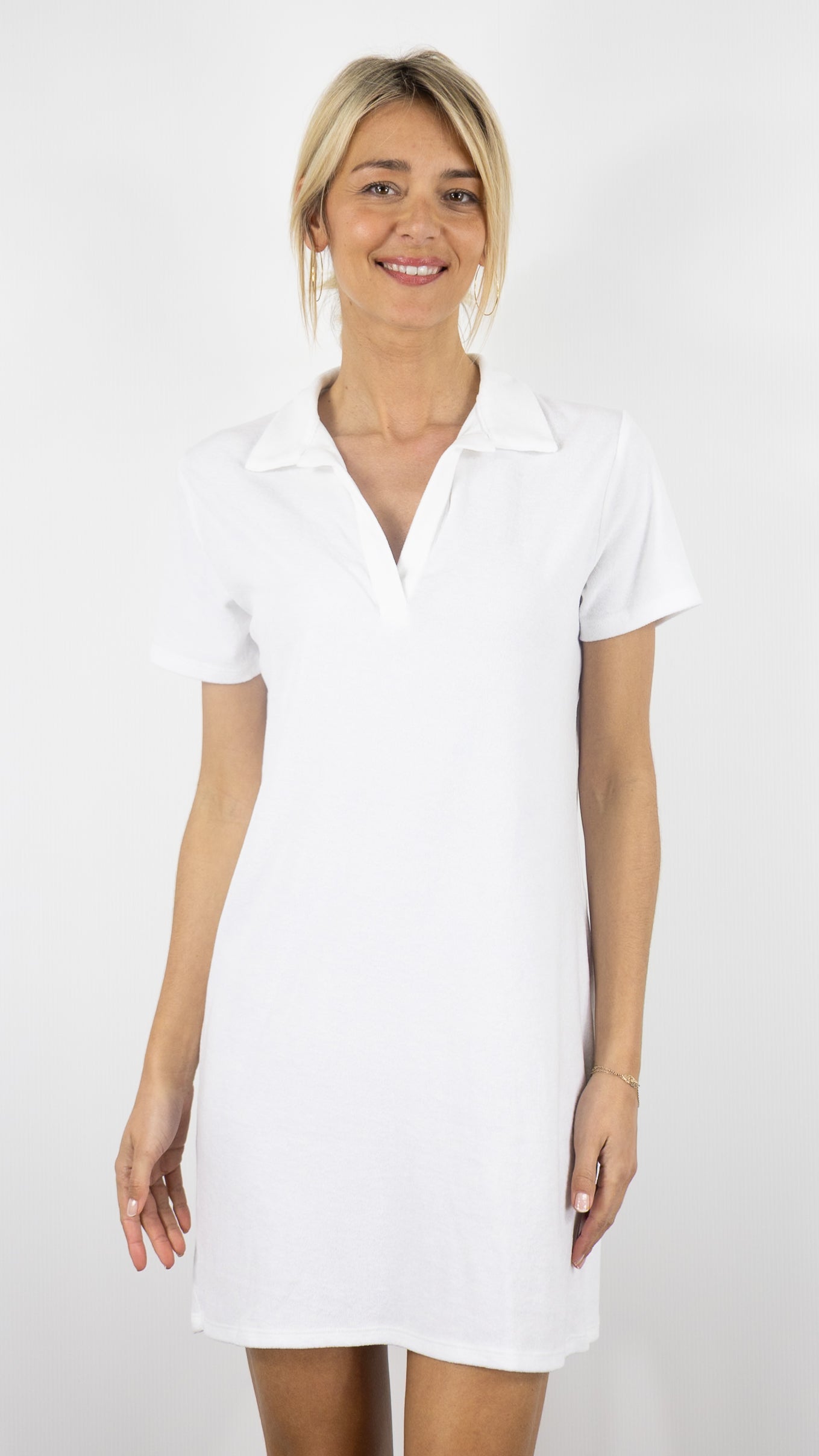 ROBE POLO EPONGE FEMME ANONYM ALBANE#COLOR_BLANC