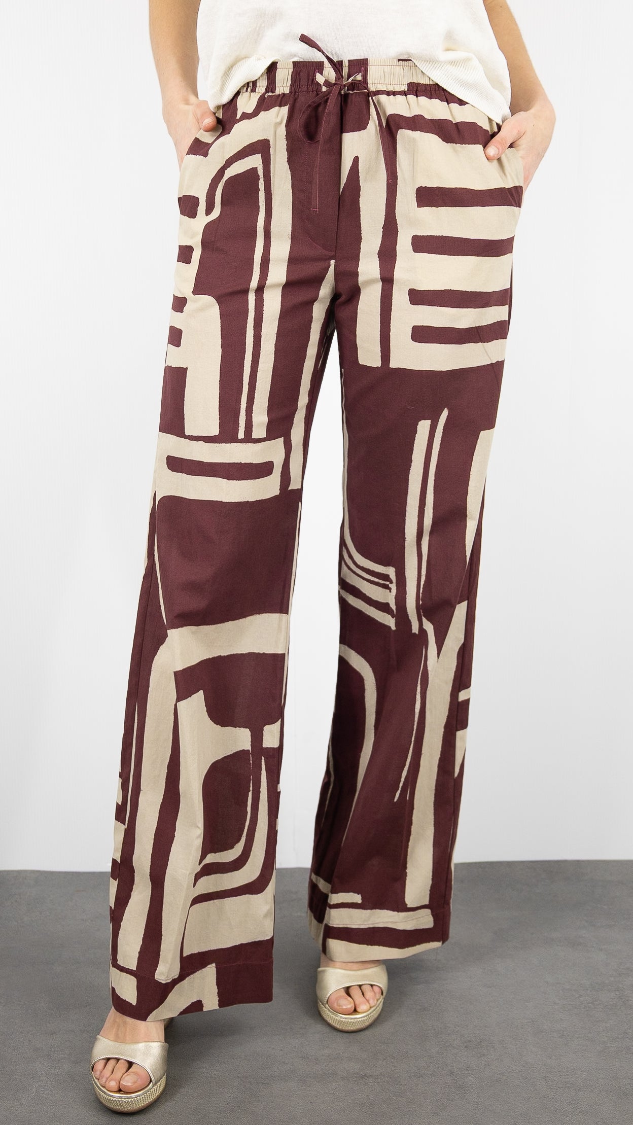PANTALON LARGE IMPRIME MARRON HARTFORD PULAM #COLOR_01/NATURAL BROWN
