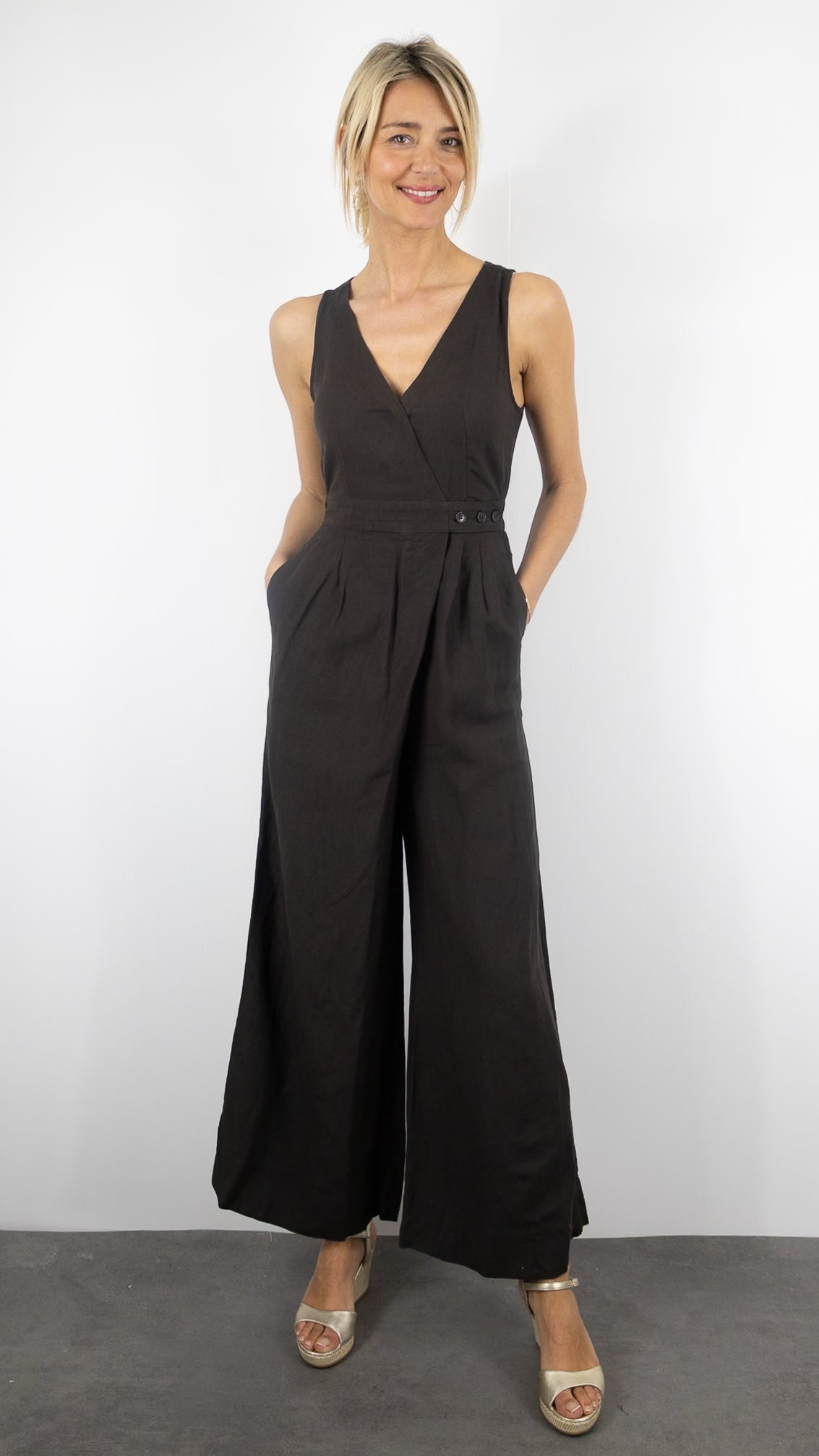 COMBINAISON LARGE EN LIN MARRON CHOCO DES PETITS HAUTS TAHOMI