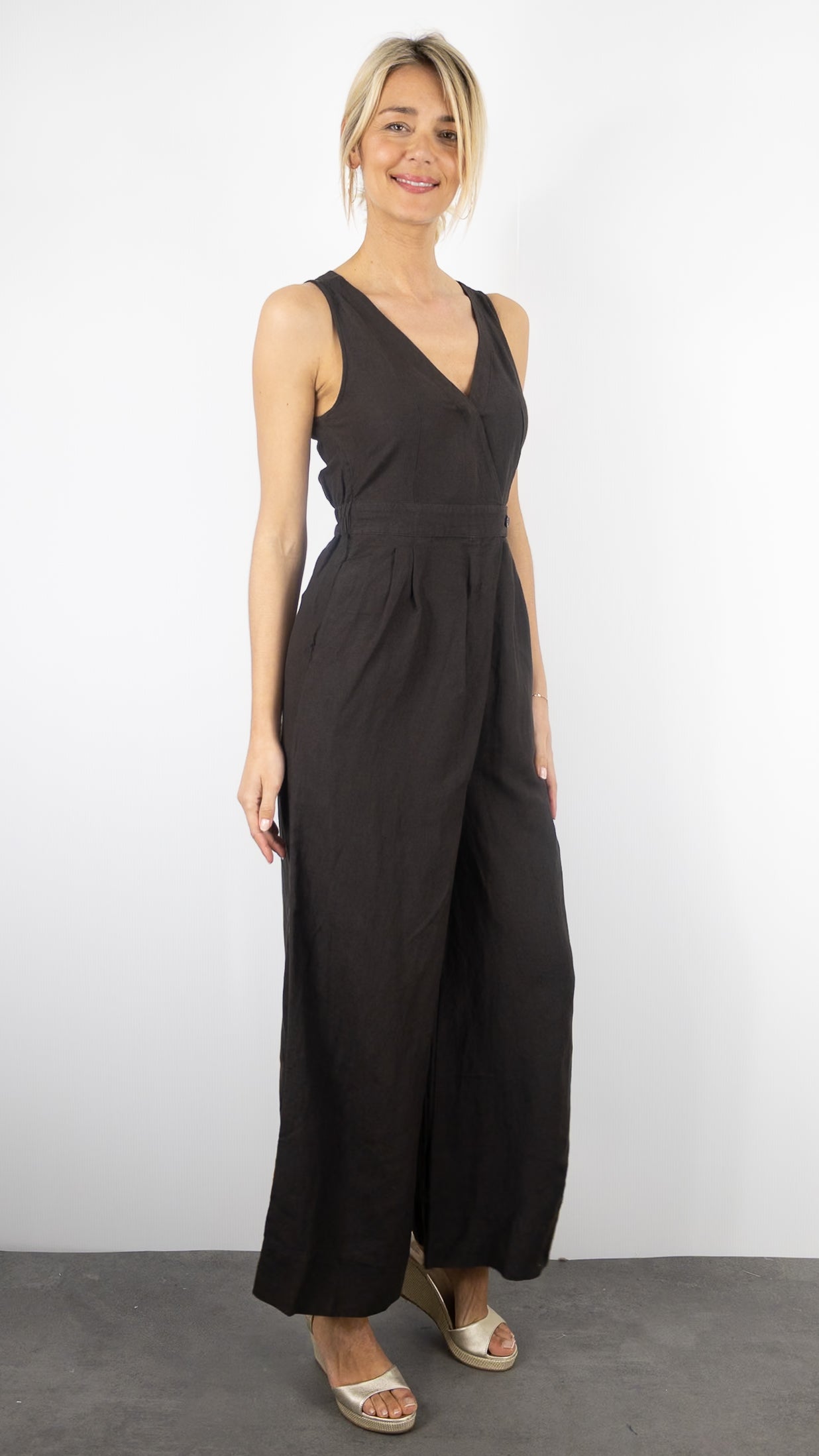 COMBINAISON LARGE EN LIN MARRON CHOCO DES PETITS HAUTS TAHOMI