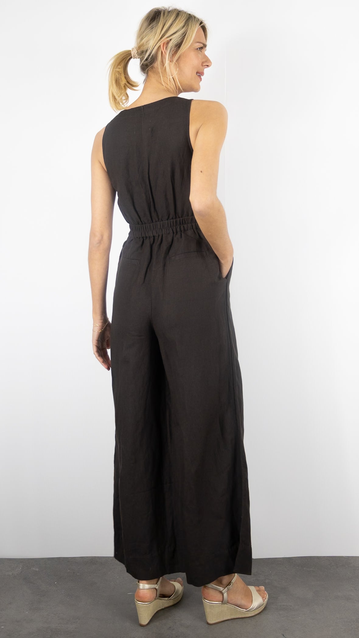 COMBINAISON LARGE EN LIN MARRON CHOCO DES PETITS HAUTS TAHOMI