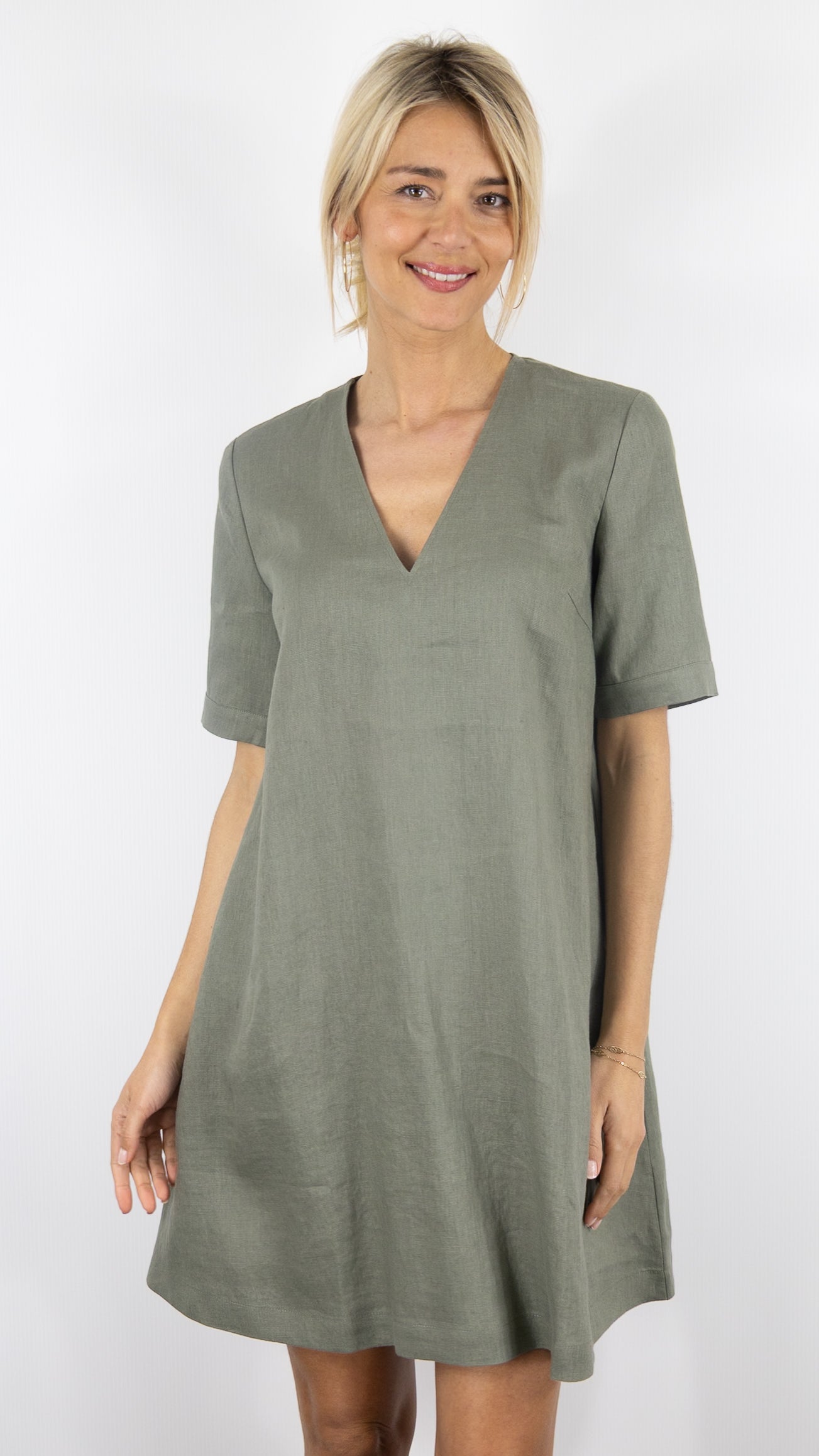 ROBE EVASE EN LIN POUR FEMME ESTHEME F2535EL#COLOR_12014/KAKI