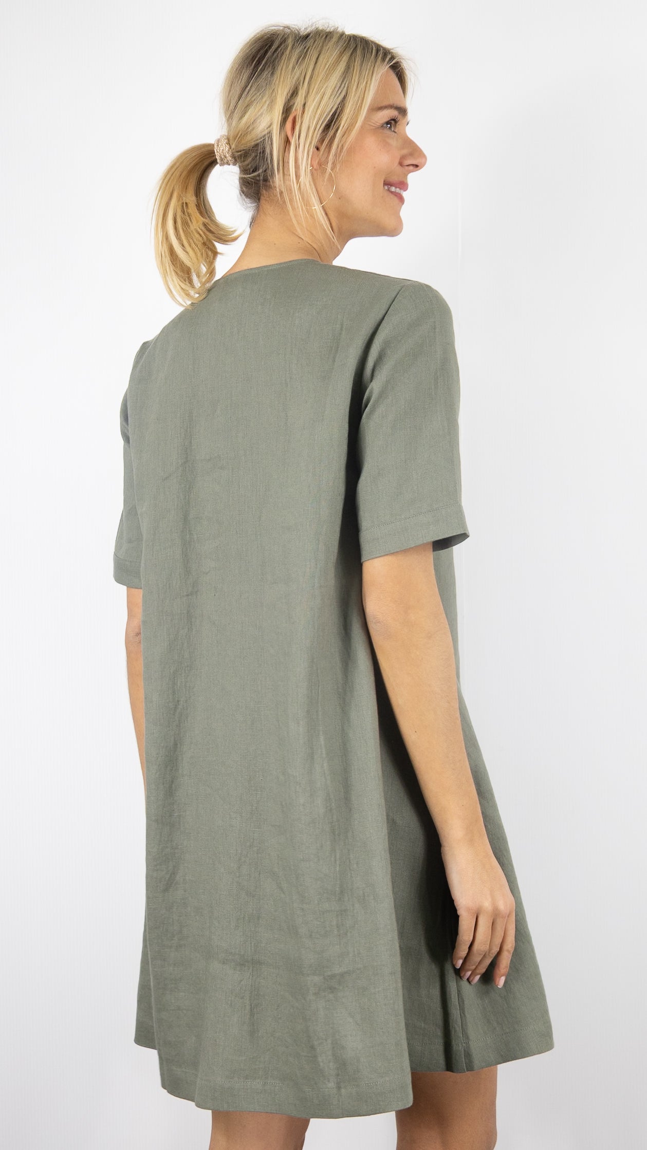 ROBE EVASE EN LIN POUR FEMME ESTHEME F2535EL#COLOR_12014/KAKI