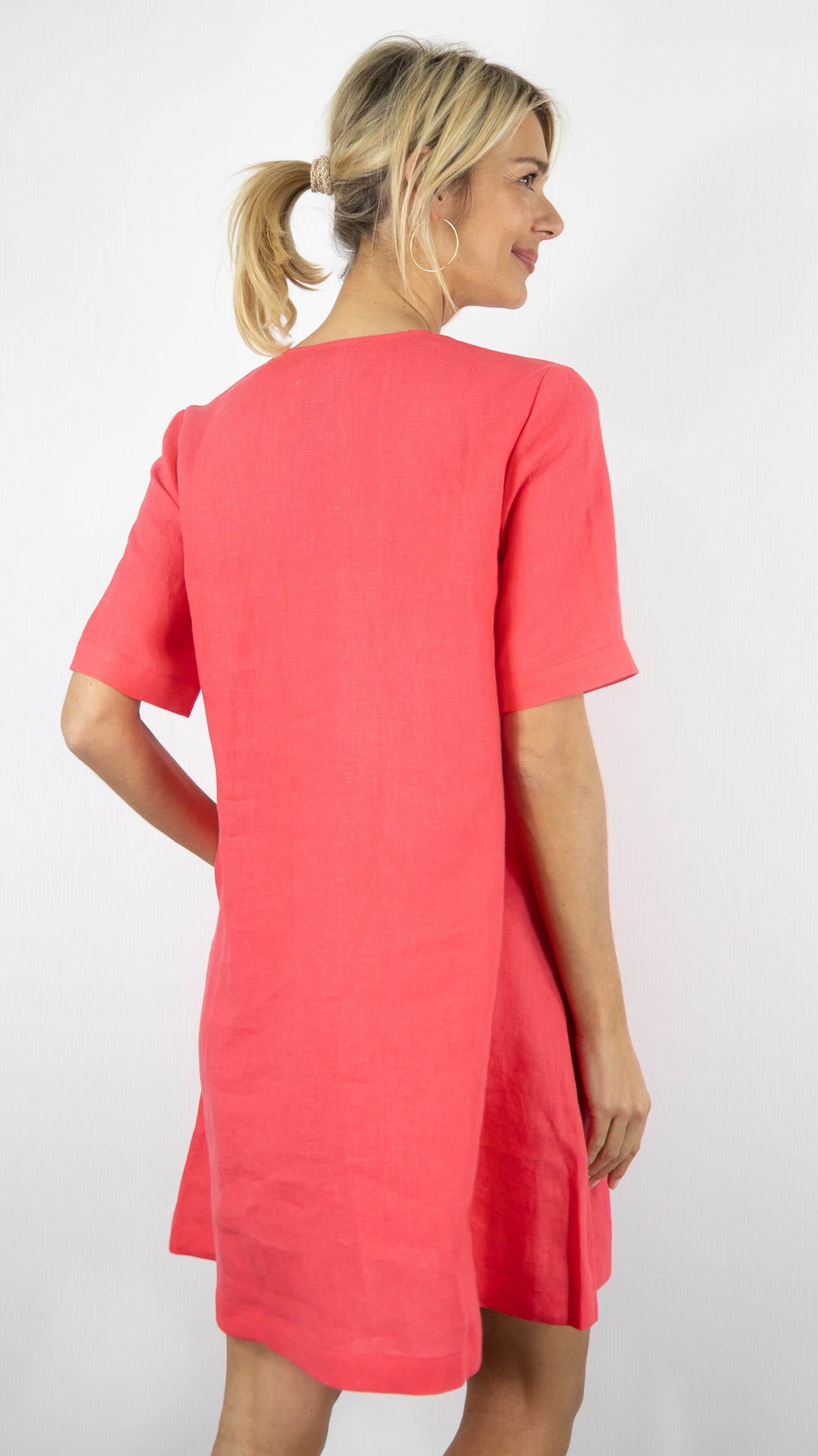 ROBE EVASE EN LIN POUR FEMME ESTHEME F2535EL#COLOR_12044/WATERMELON