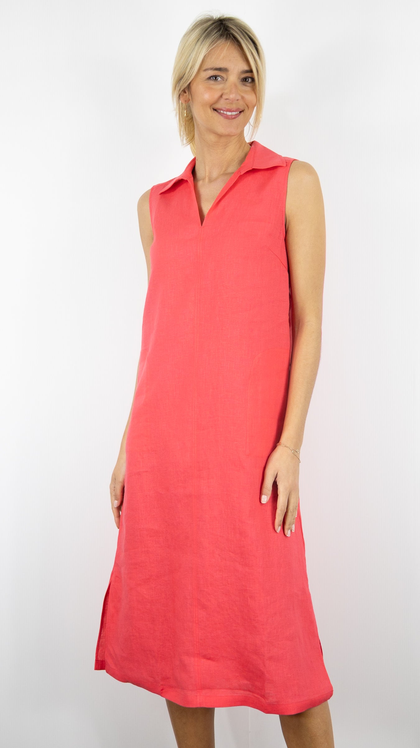 ROBE LONGUE SANS MANCHES EN LIN  ESTHEME CKE5108L#COLOR_12044/WATERMELON