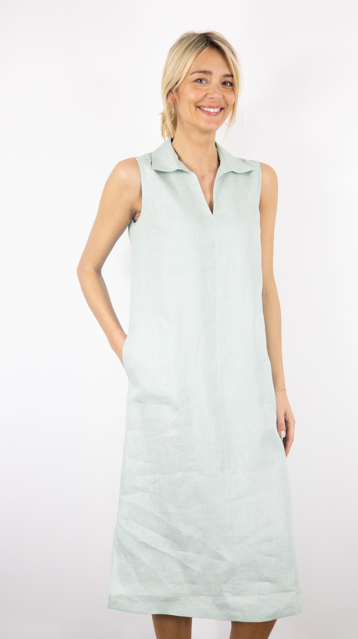 ROBE LONGUE SANS MANCHES EN LIN  ESTHEME CKE5108L#COLOR_12048/MINTY MENTHE