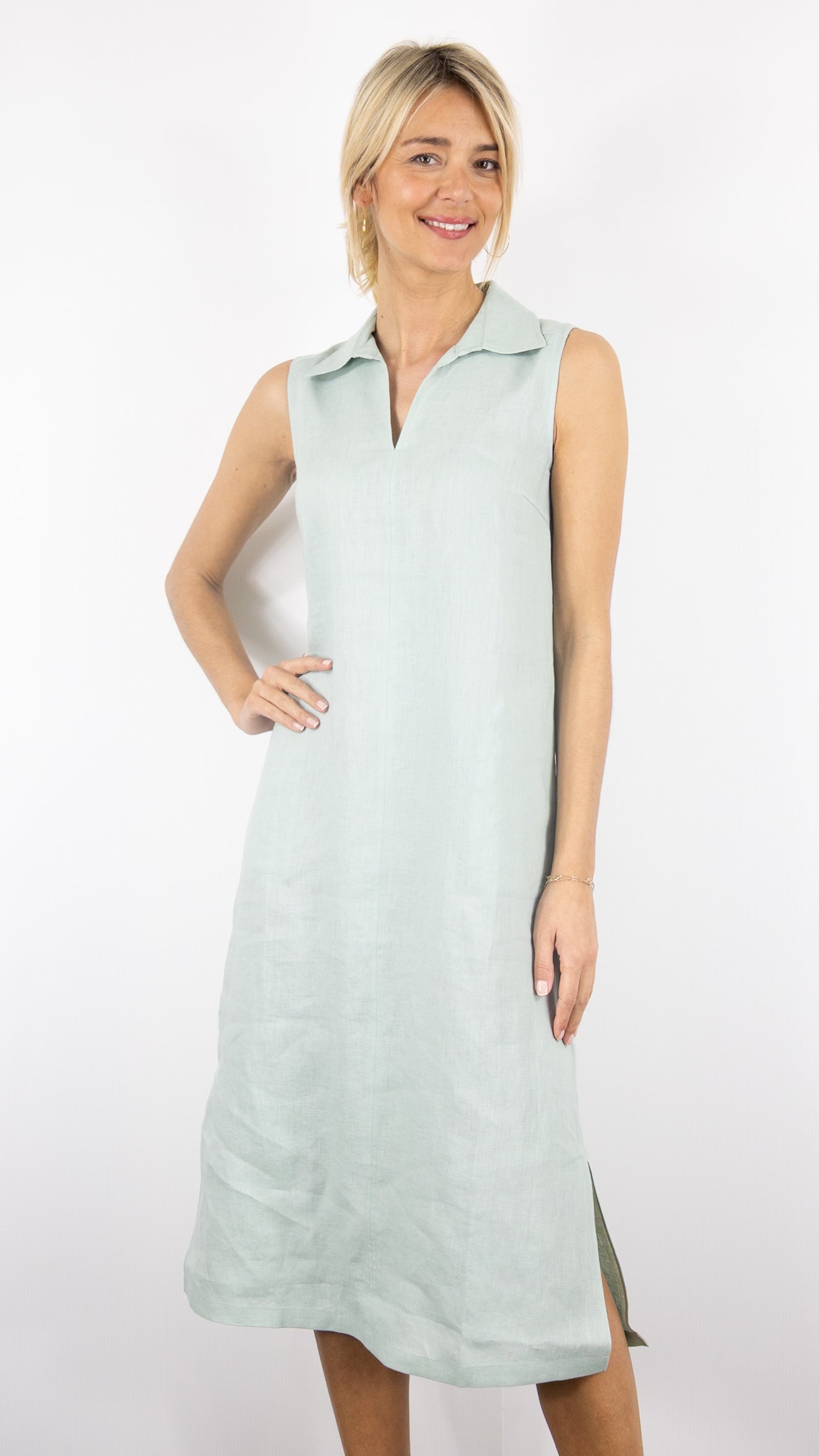ROBE LONGUE SANS MANCHES EN LIN  ESTHEME CKE5108L#COLOR_12048/MINTY MENTHE