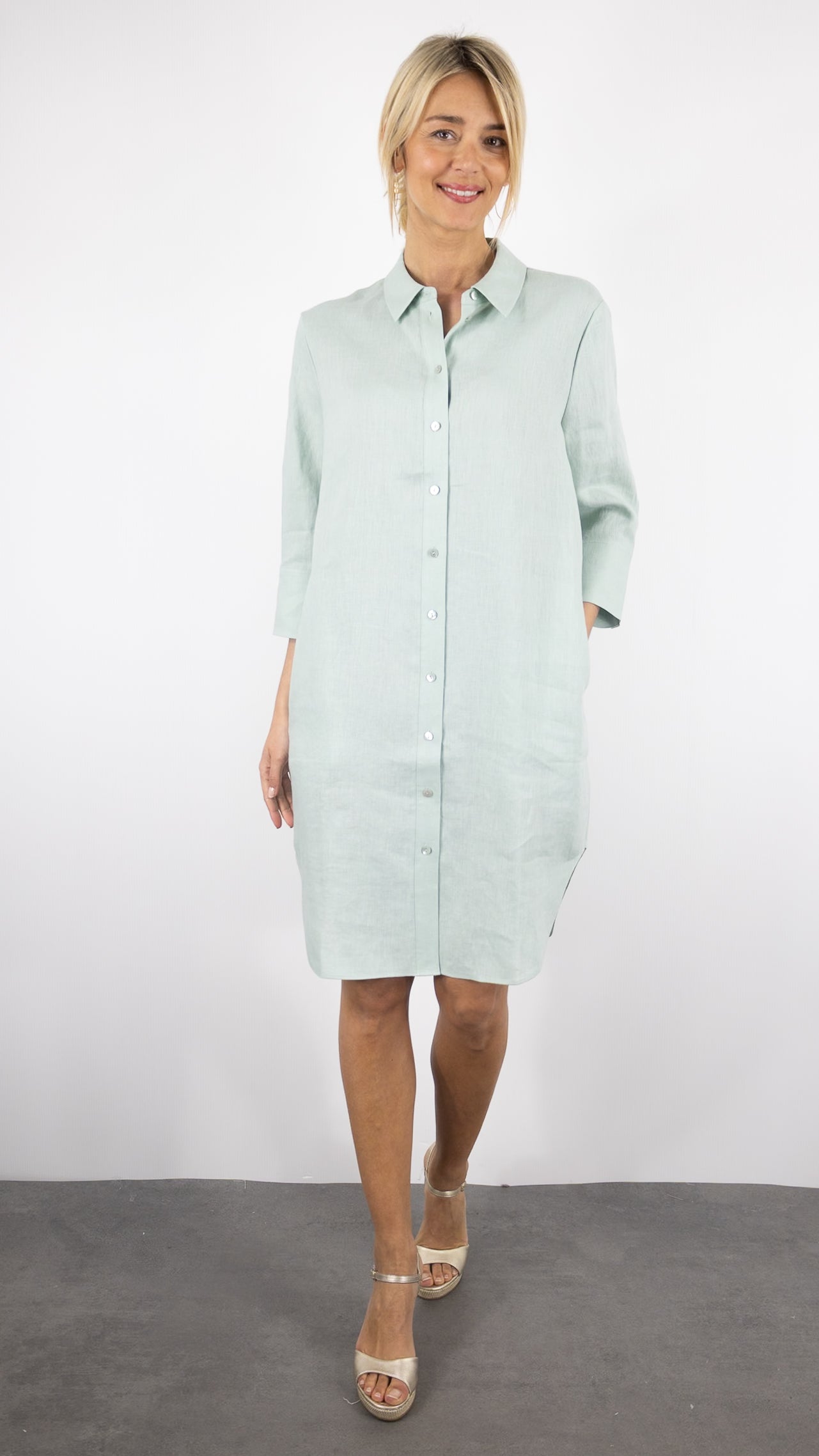 ROBE CHEMISE EN LIN POUR FEMME MINTY MENTHE ESTHEME ZH329EL