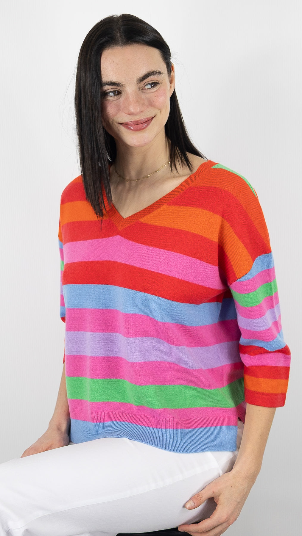 PULL RAYE EN CACHEMIRE ESTHEME CKE6209C PIVOINE