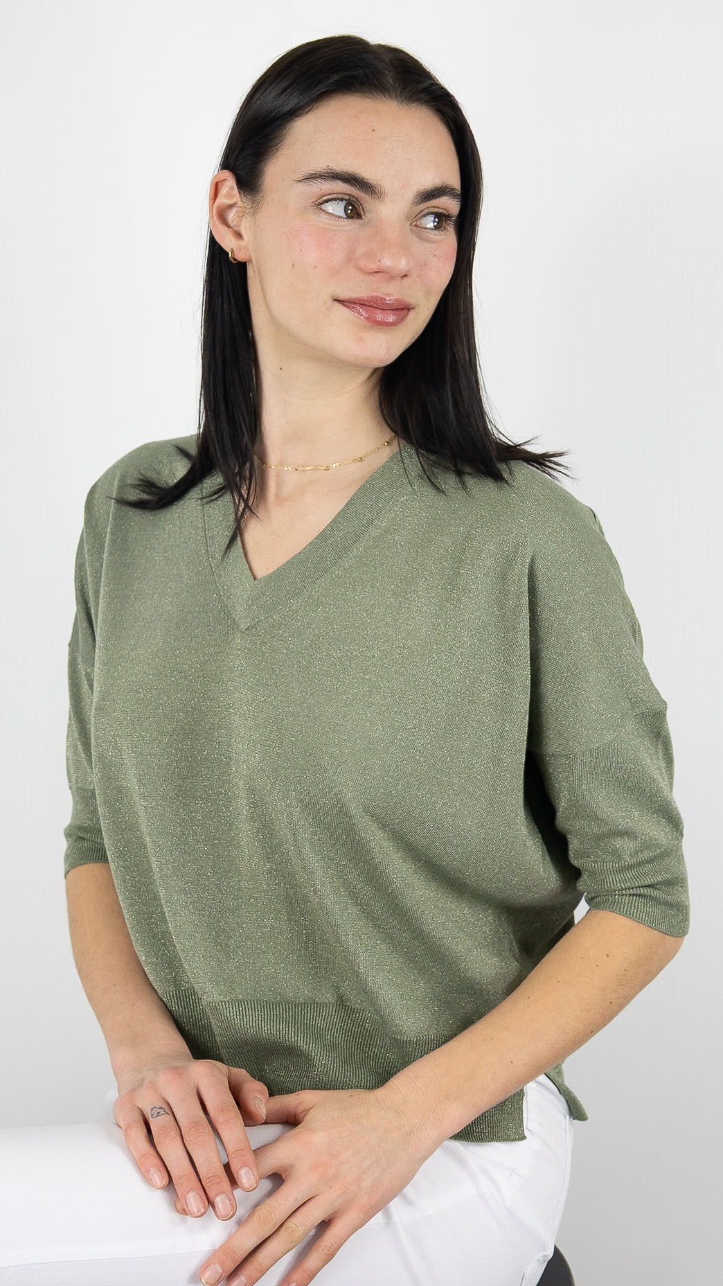 PULL EN CACHEMIRE  ESTHEME CKE6275G#COLOR_1808/KAKI LUREX