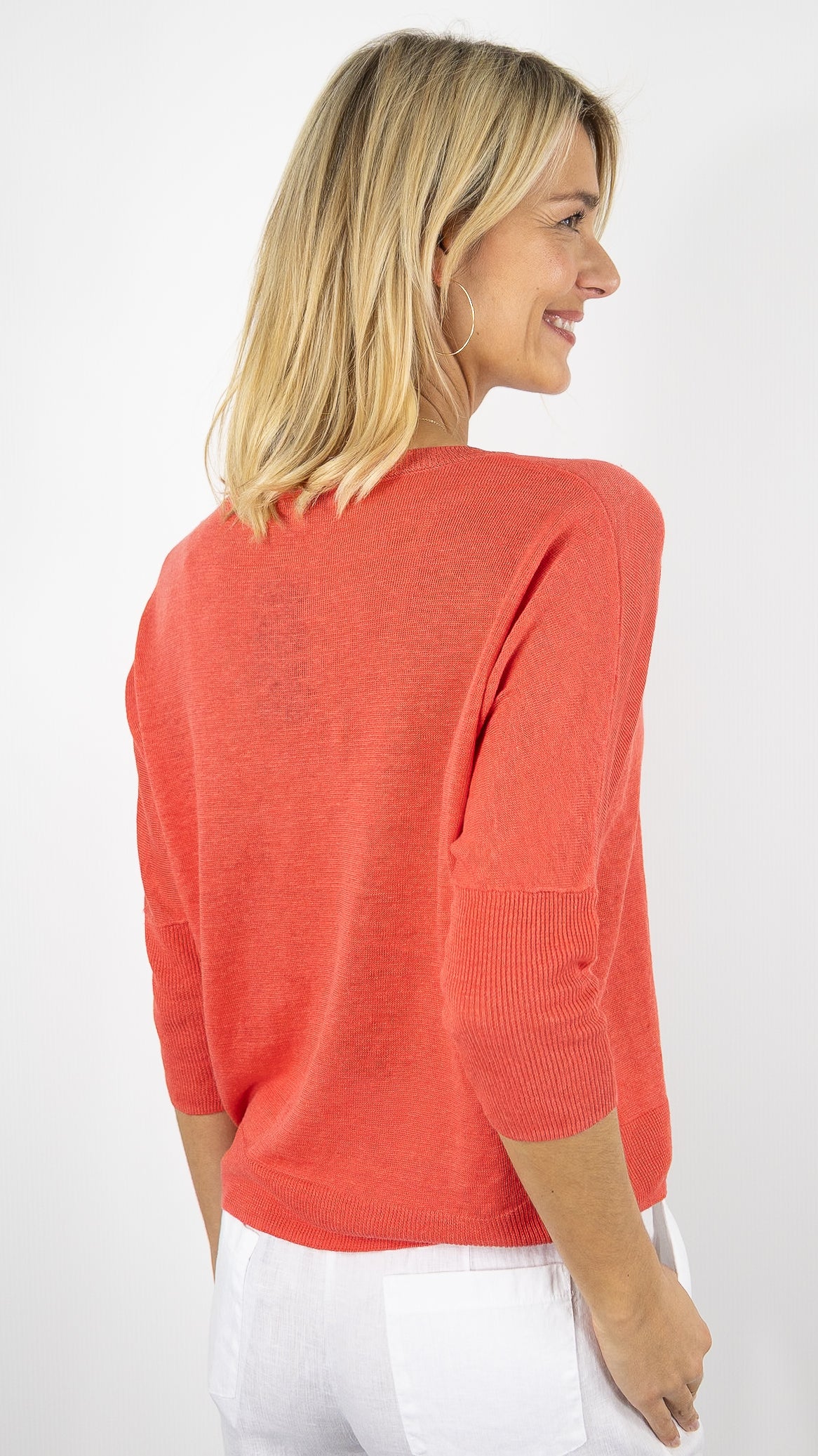 PULL COL V EN LIN POUR FEMME ESTHEME CKE5043E#COLOR_
26004/WATERMELON
