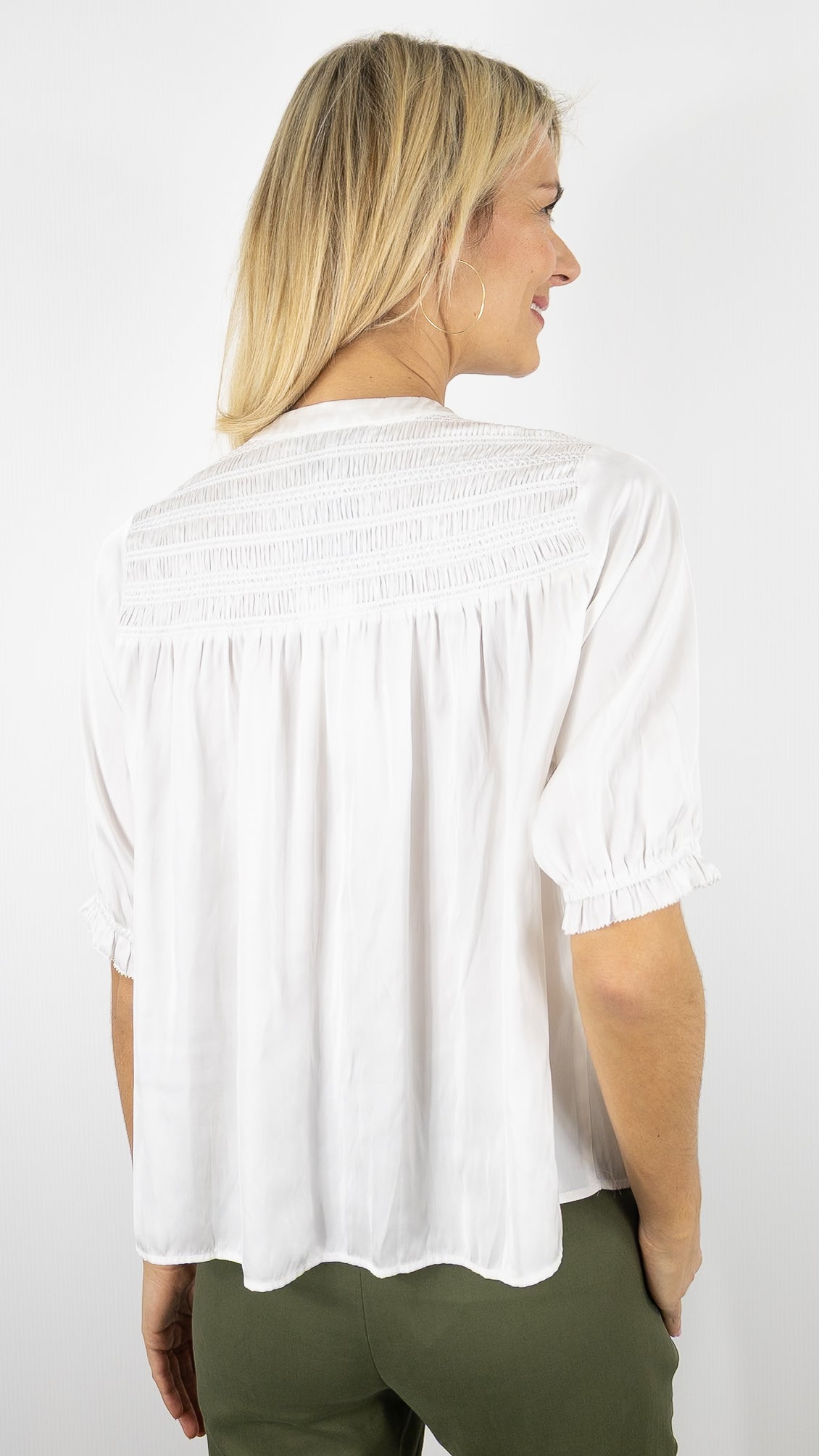 BLOUSE FLUIDE SMOCKEE ECRUE GERARD DAREL CATRINE