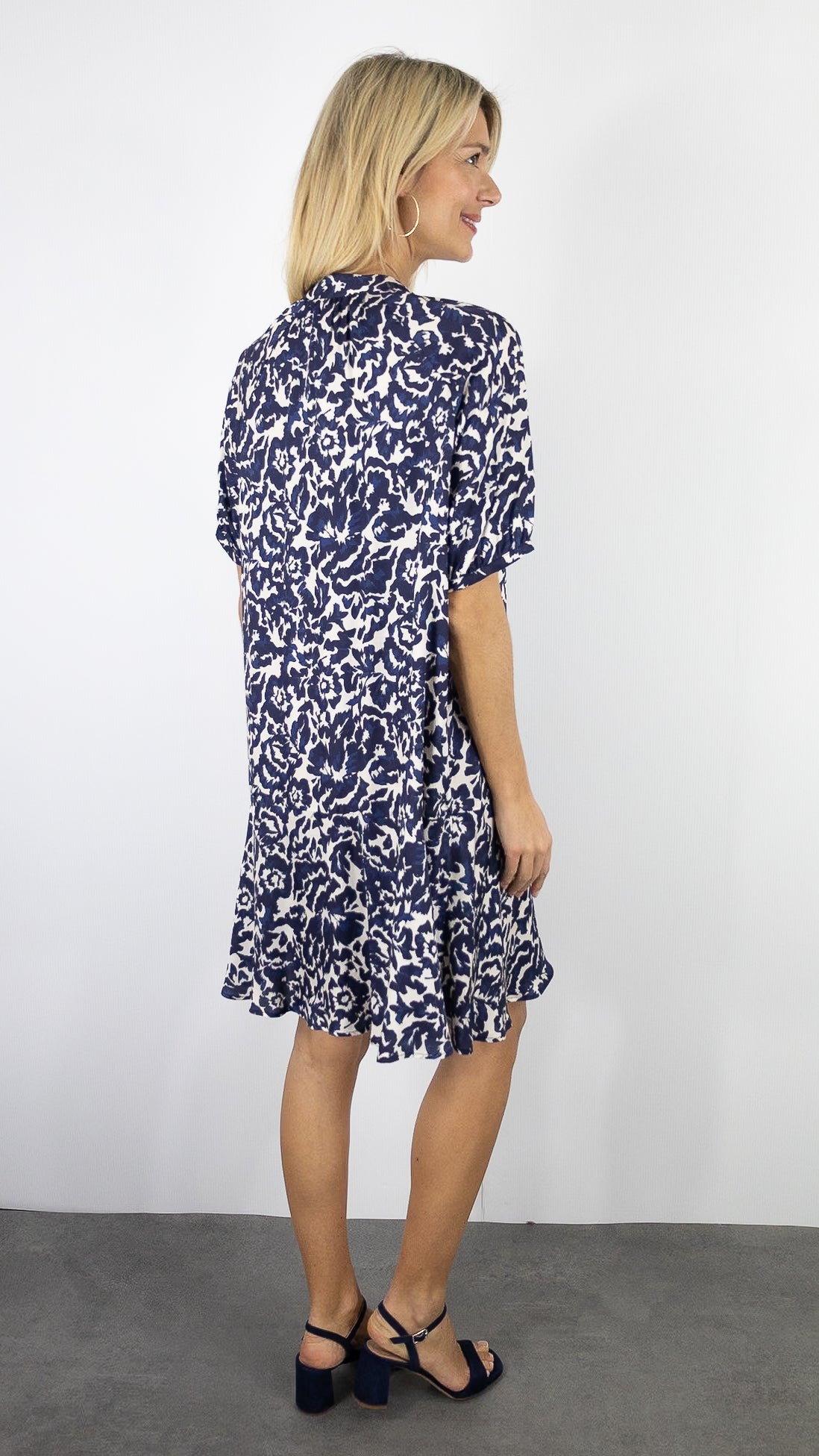 ROBE FLUIDE IMPRIME FLEURI MARINE  GERARD DAREL RALIAH