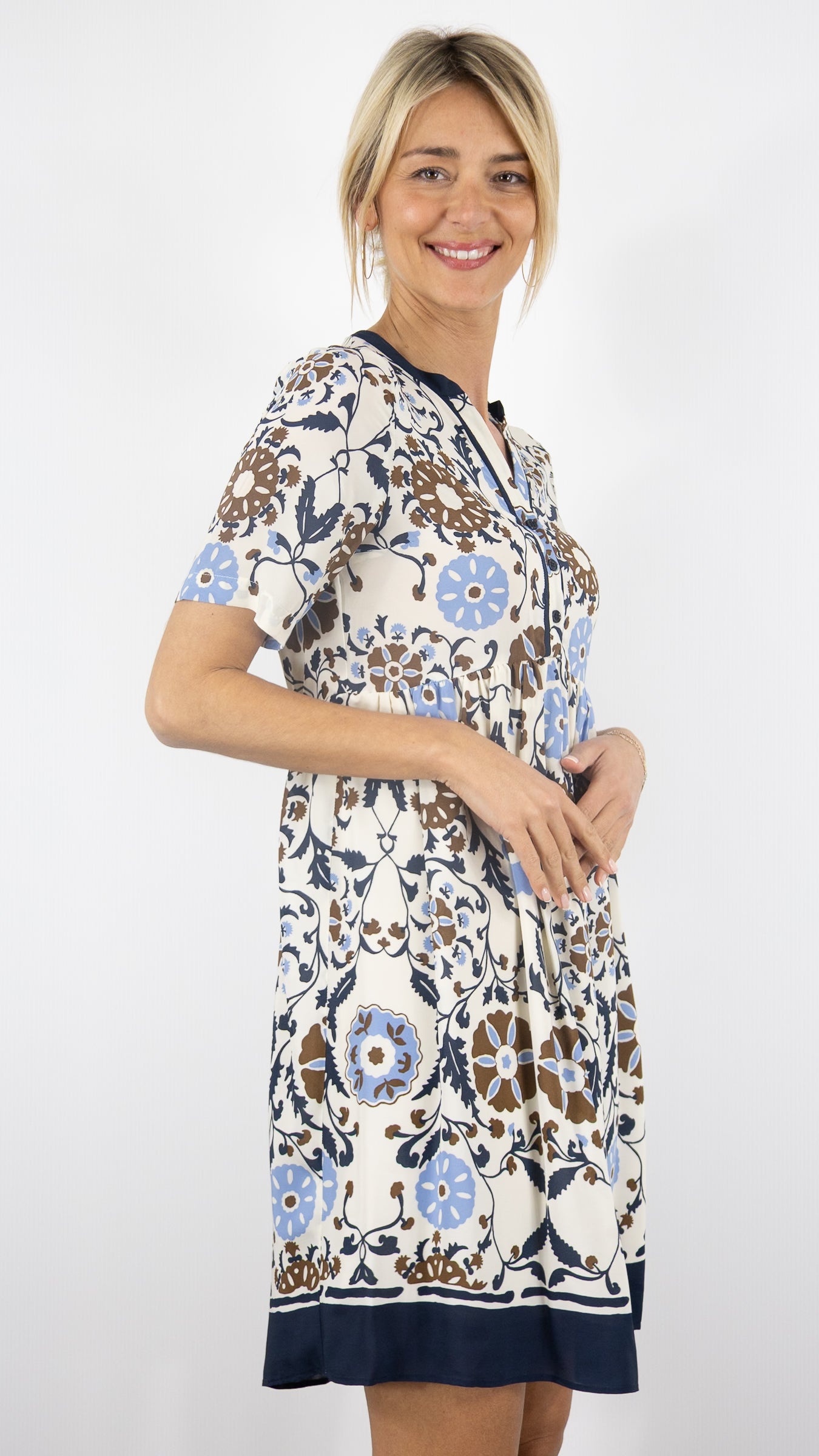 ROBE FLUIDE IMPRIME ARABESQUE MARINE CHOCO GERARD DAREL ROMAINE