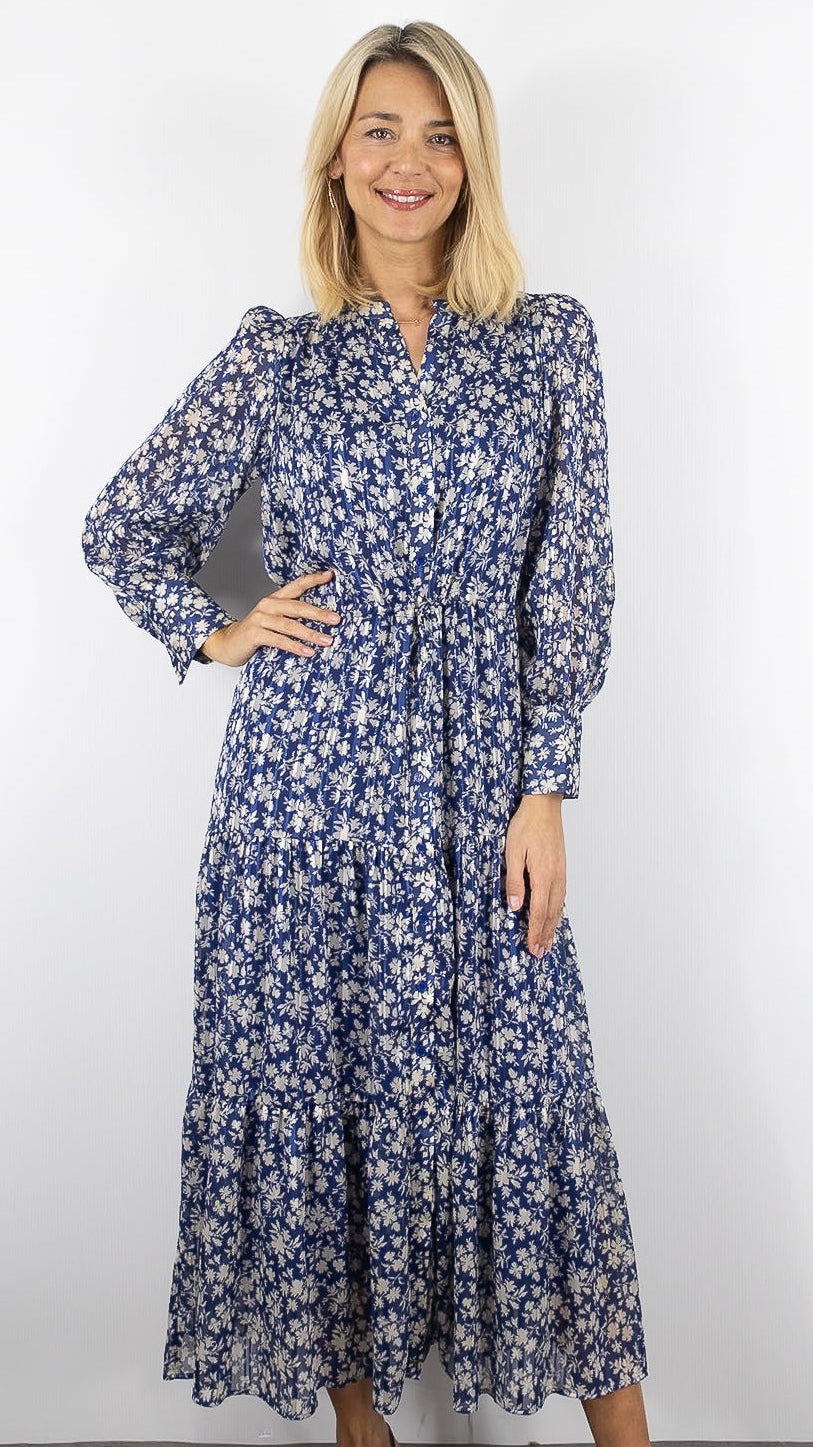 ROBE LONGUE FLEURIE BLEUE GERARD DAREL RUVIA