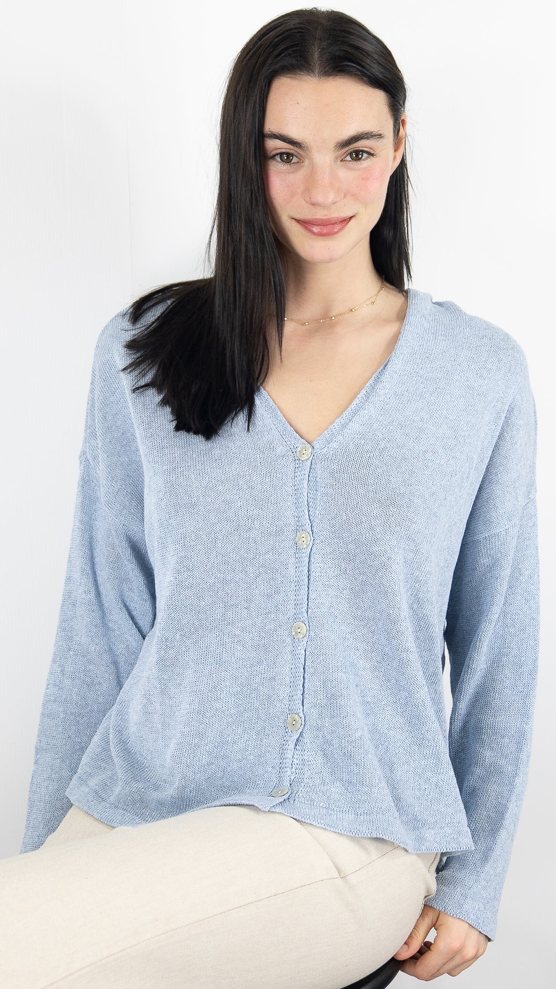 GILET A CAPUCHE EN COTON ALEXANDRE LAURENT M8222#COLOR_CIEL