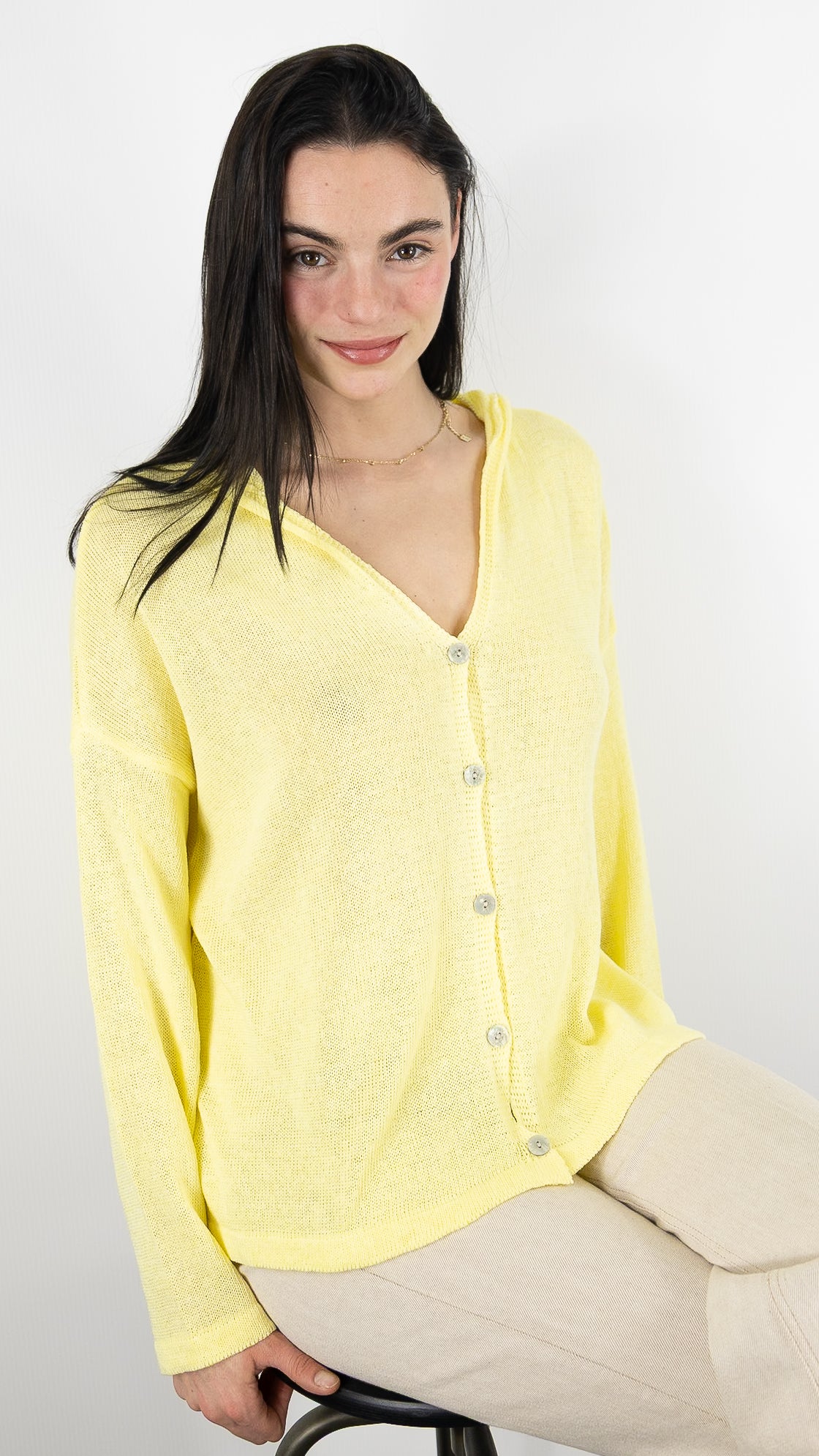 GILET A CAPUCHE EN COTON ALEXANDRE LAURENT M8222#COLOR_CITRON
