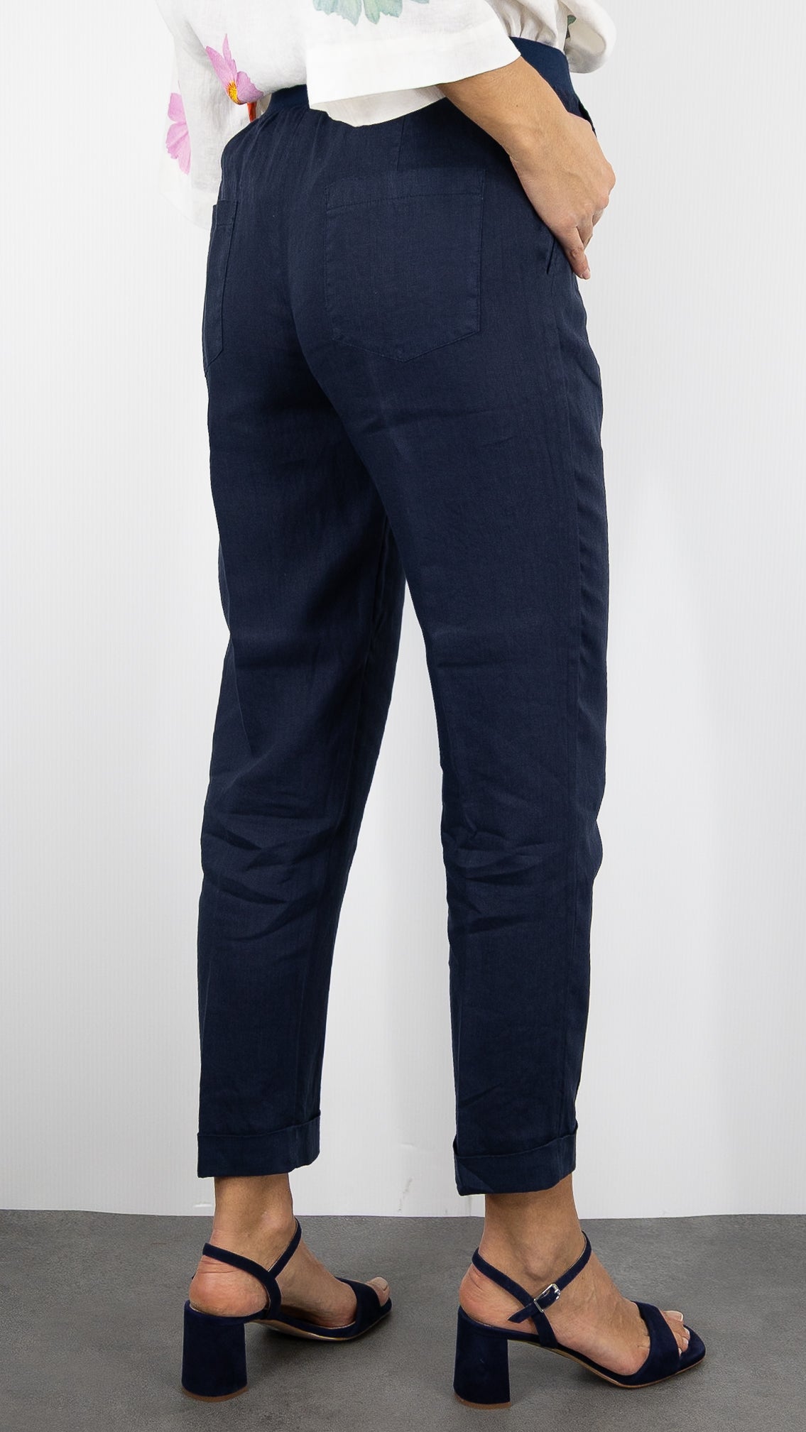 PANTALON EN LIN TAILLE ELASTIQUE ROSSO 35 N861PA/8000#COLOR_752/MARINE