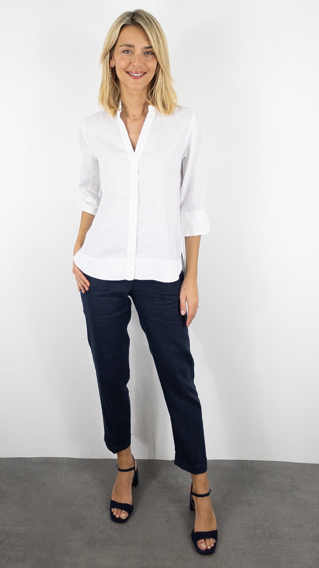 BLOUSE EN LIN  ROSSO 35 N1893B/8000#COLOR_701/BLANC