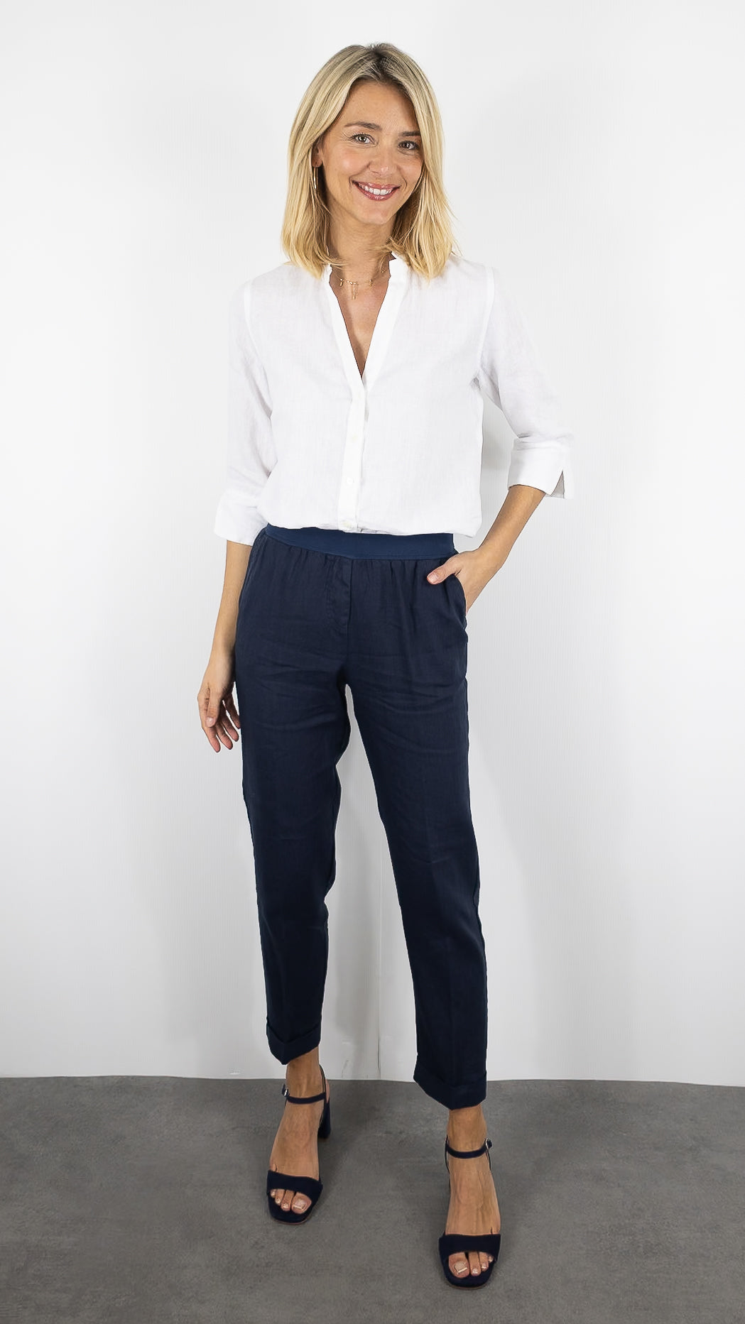 BLOUSE EN LIN  ROSSO 35 N1893B/8000#COLOR_701/BLANC