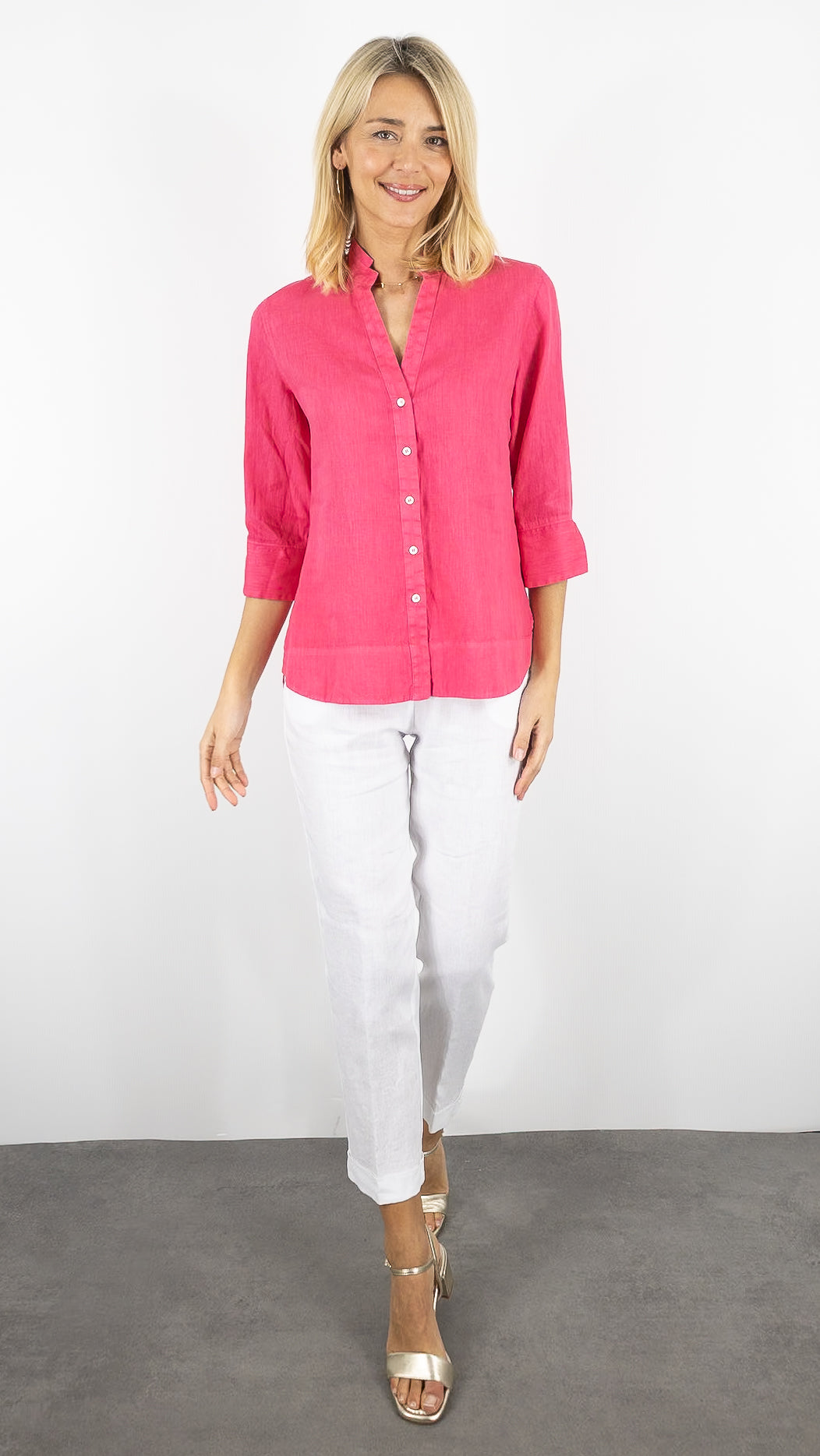 BLOUSE EN LIN  ROSSO 35 N1893B/8000#COLOR_772/FUSHIA